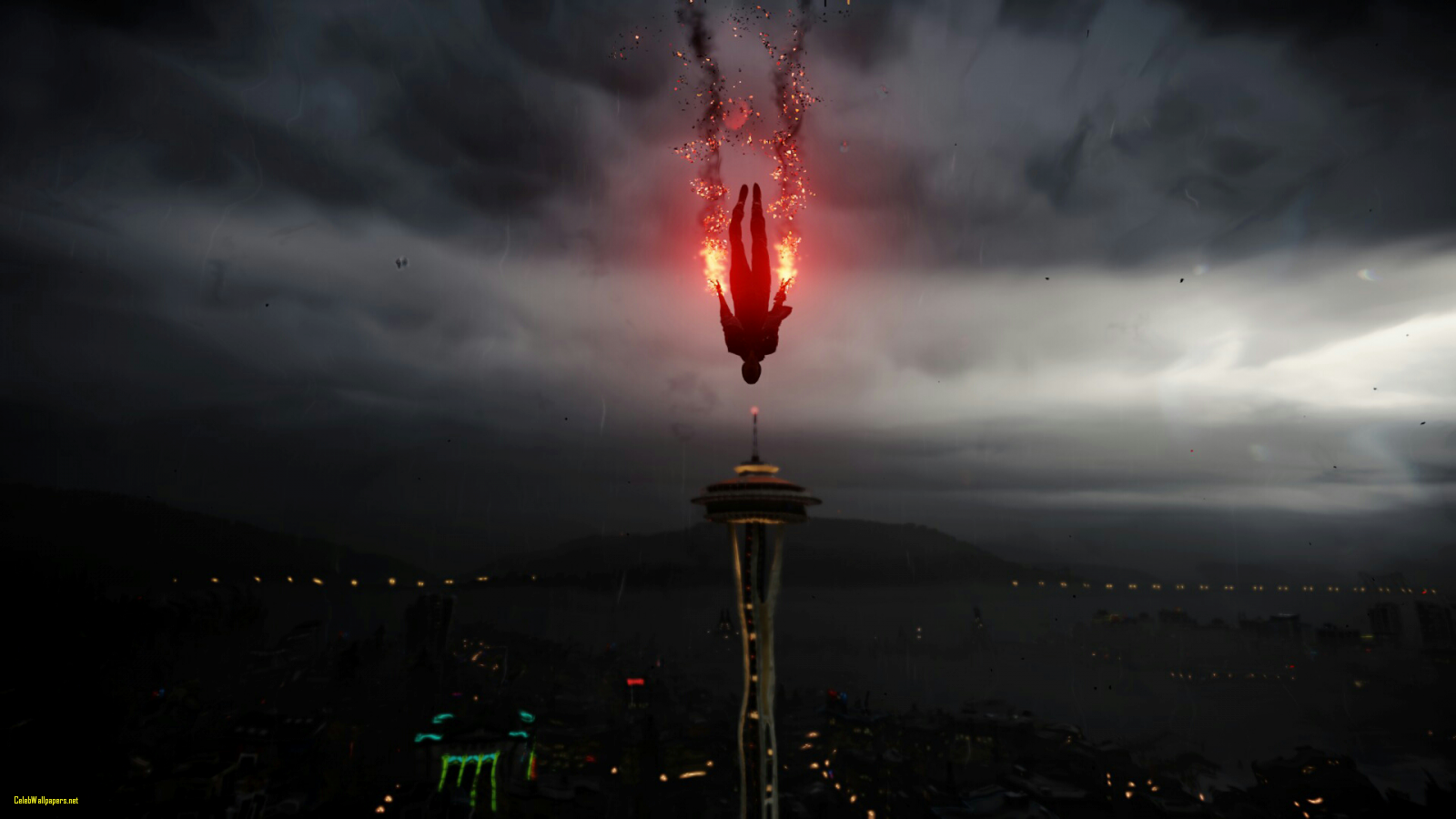 infamous second son wallpaper hd,sky,red,geological phenomenon,cloud,night