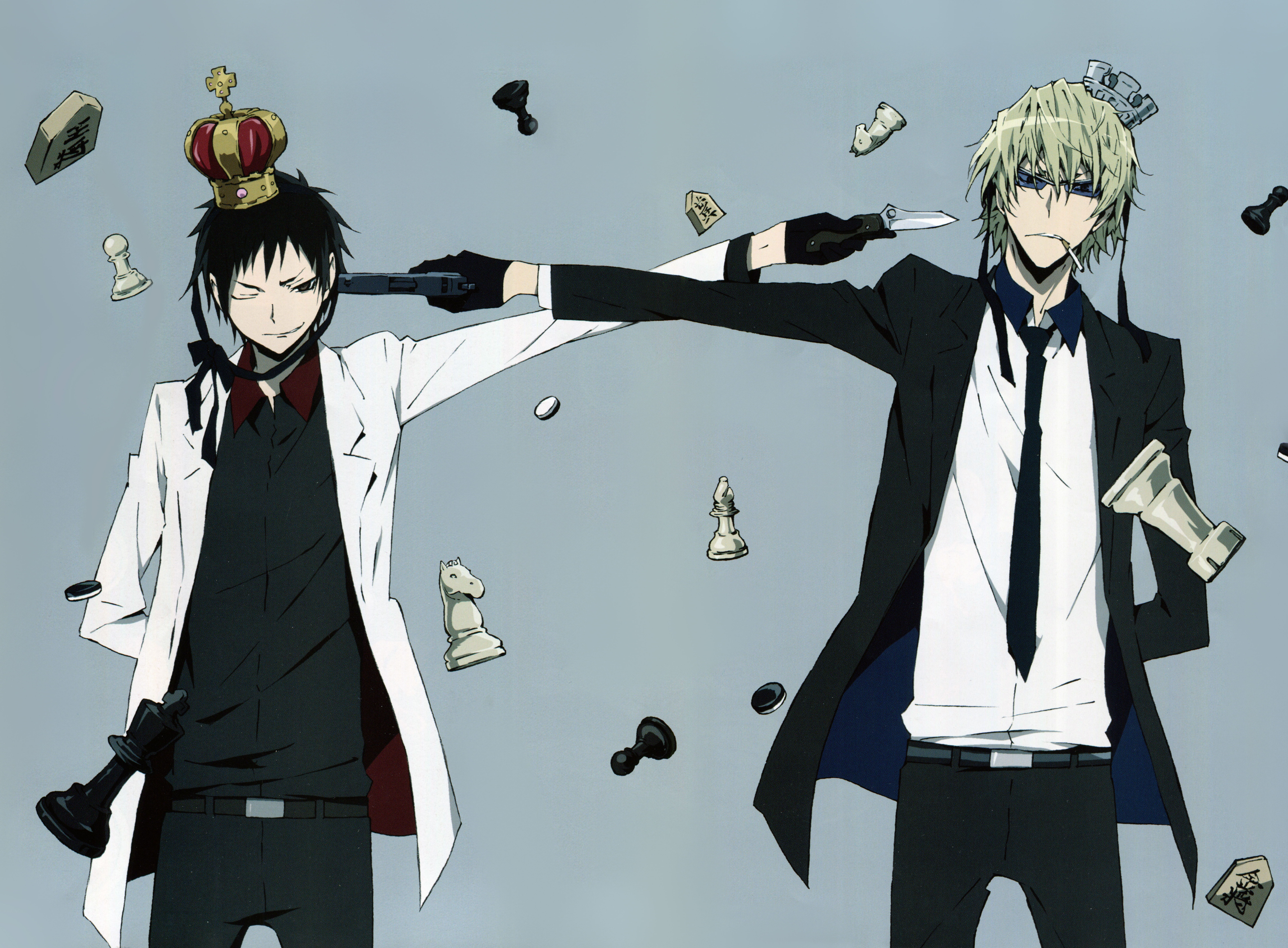 durarara tapete hd,anime,karikatur,geste,schwarzes haar,illustration