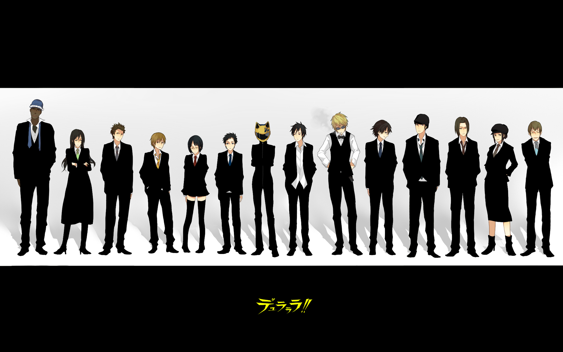 durarara wallpaper hd,social group,formal wear,suit,font,team