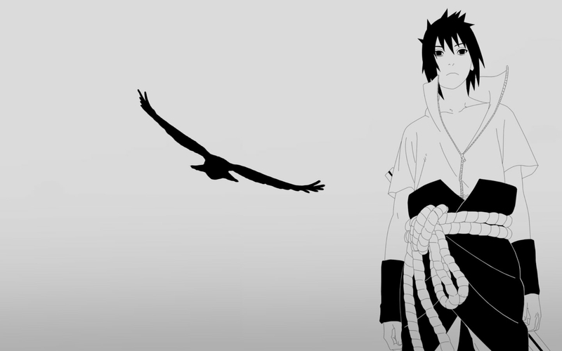 sasuke wallpaper terbaru 2013,black and white,monochrome,anime,black hair,illustration