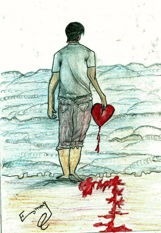 wallpapers of broken heart couples,water,illustration,drawing,art,sketch