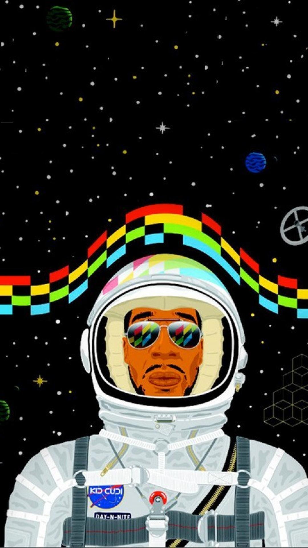 kid cudi iphone wallpaper,astronaut,illustration,space,eyewear,art