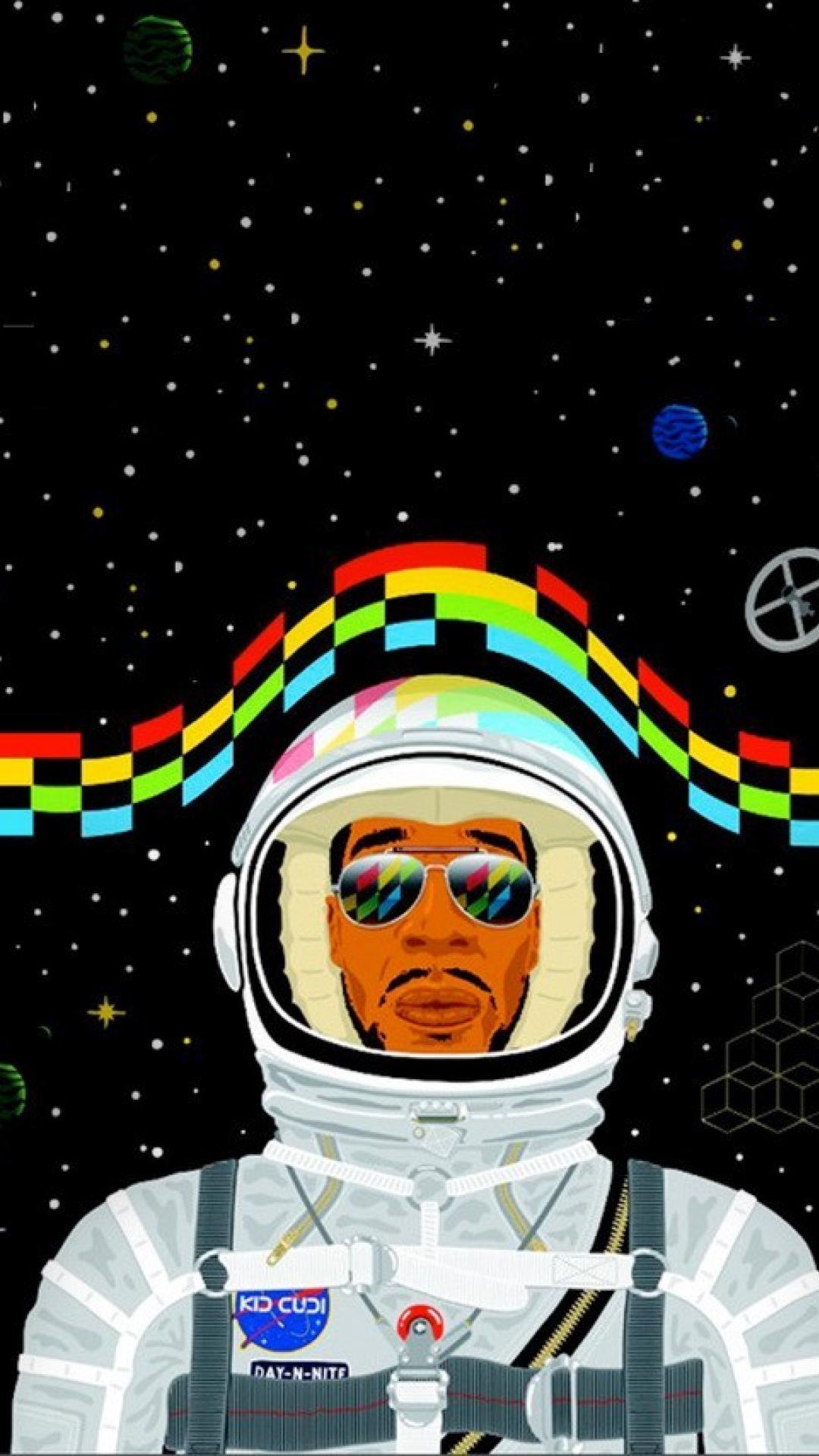 kid cudi fond d'écran iphone,astronaute,illustration,espace,lunettes,art