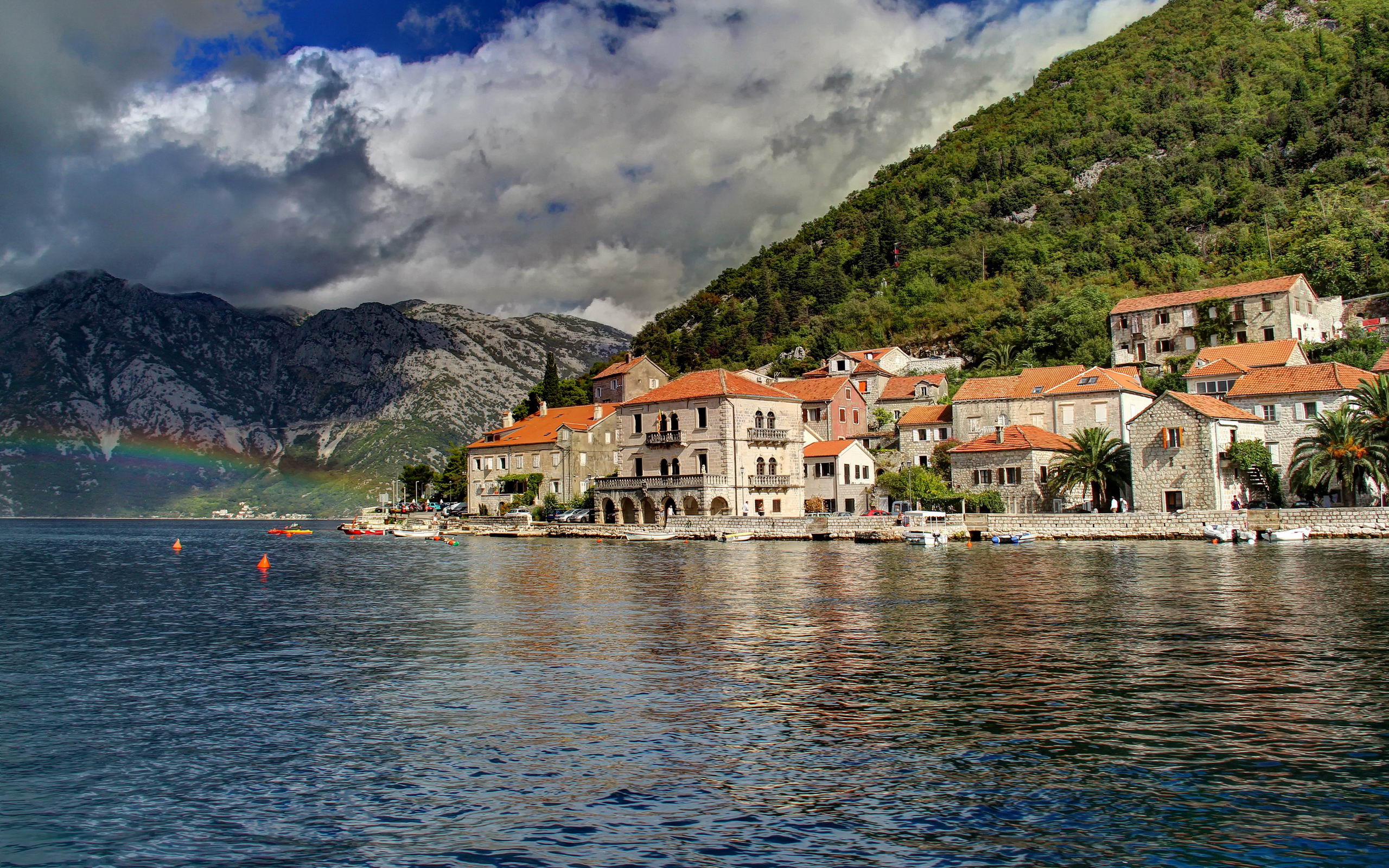 carta da parati del montenegro,corpo d'acqua,natura,cittadina,lago,cielo