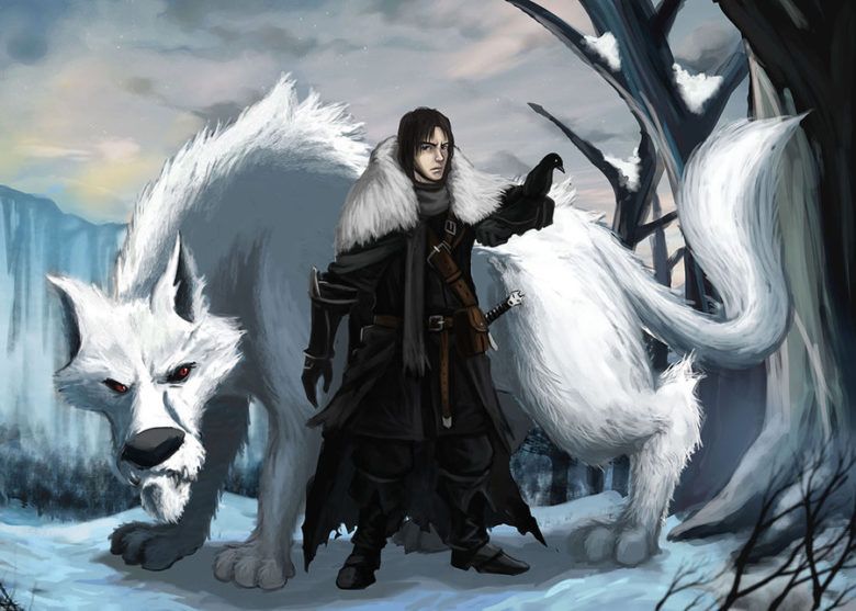 jon snow and ghost wallpaper,fictional character,cg artwork,illustration,anime,mythology