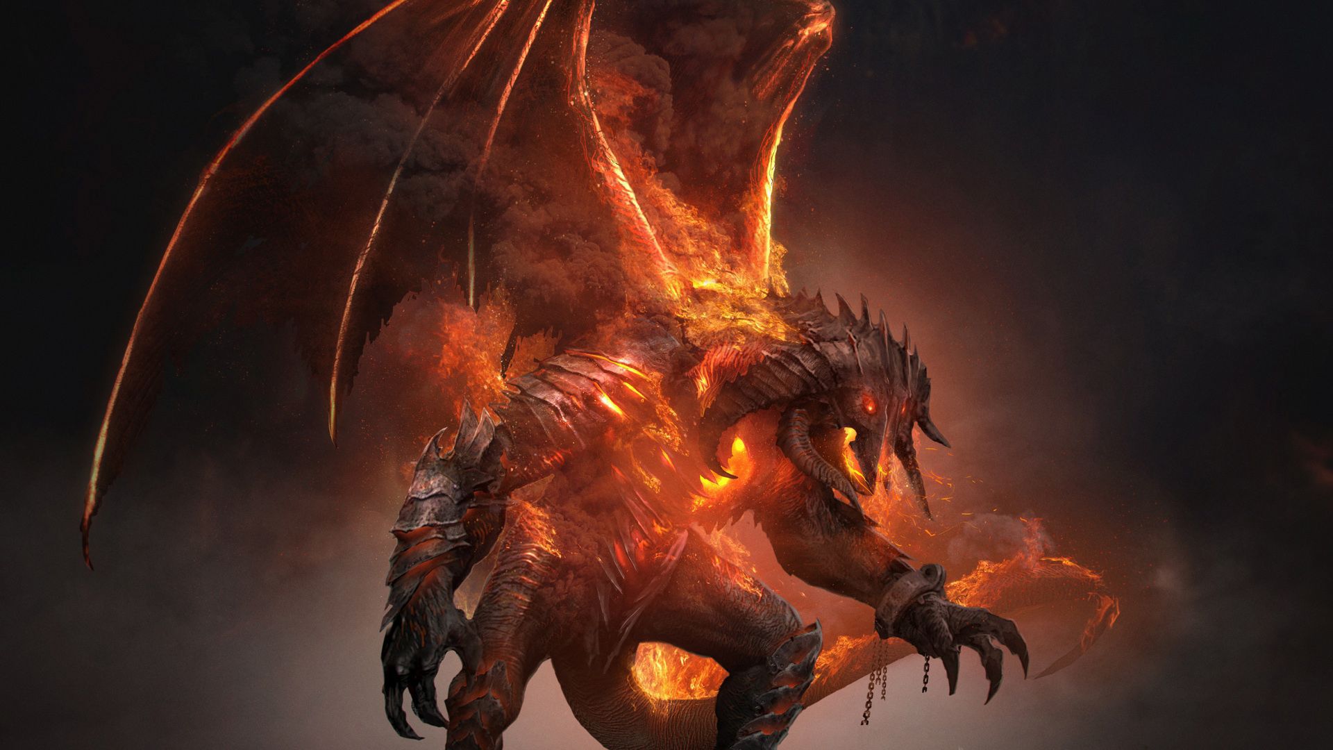 fond d'écran balrog,oeuvre de cg,démon,dragon,personnage fictif,mythologie