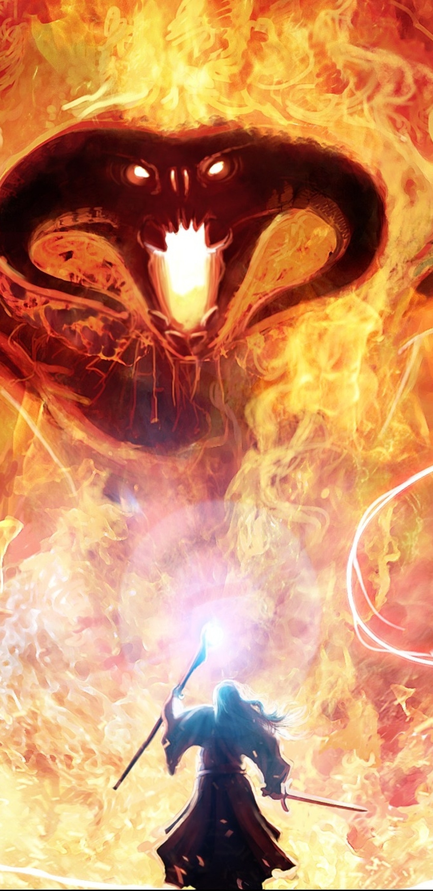 balrog wallpaper,demon,cg artwork,fictional character,geological phenomenon,anime