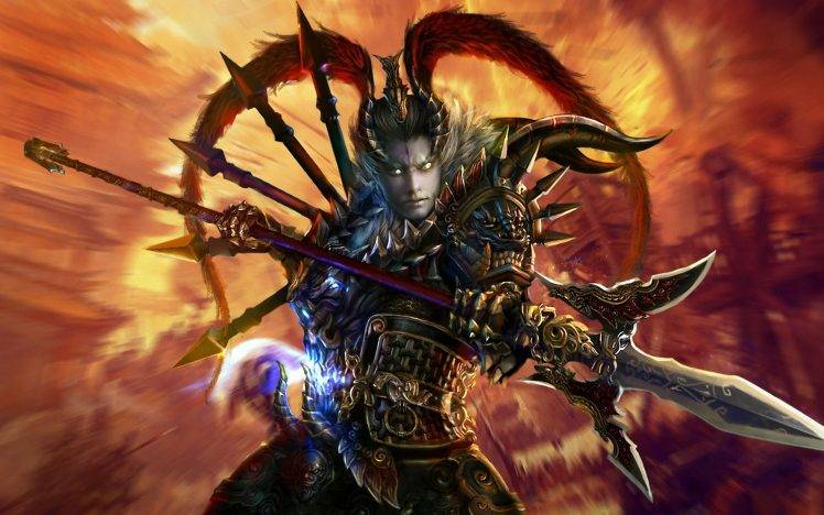 lu bu wallpaper,action adventure game,cg artwork,demon,fictional character,strategy video game