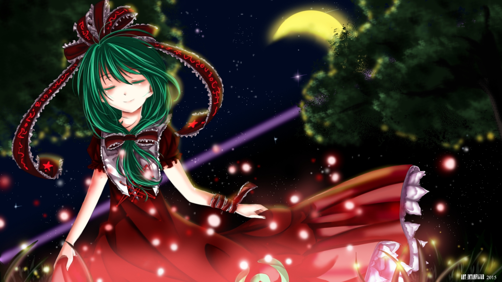 carta da parati hina,anime,cartone animato,cg artwork,capelli neri,cielo