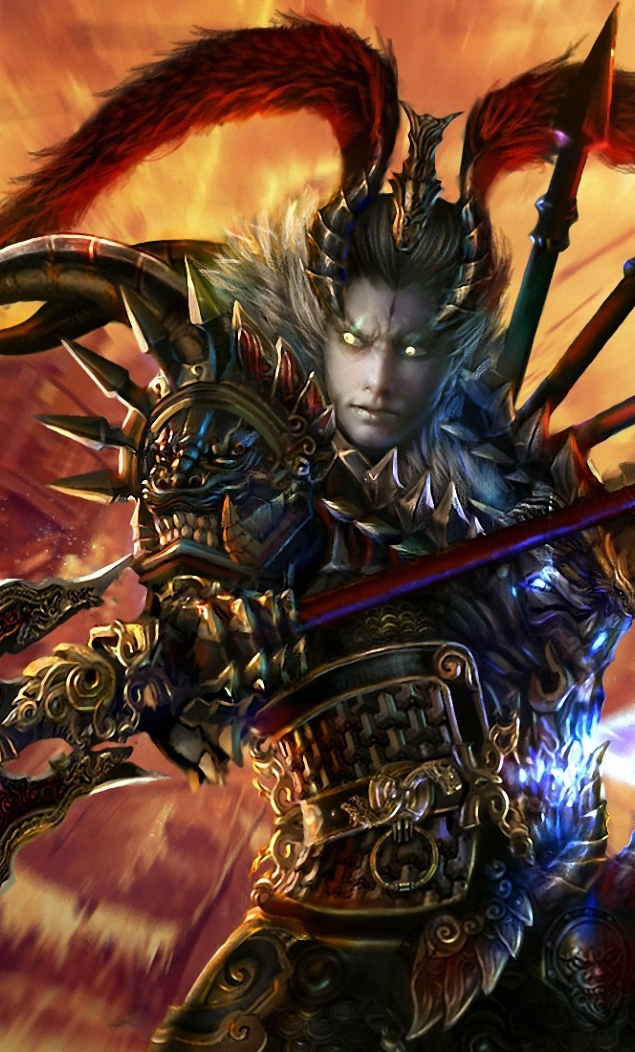 lu bu wallpaper,action adventure game,cg artwork,fictional character,demon,warlord