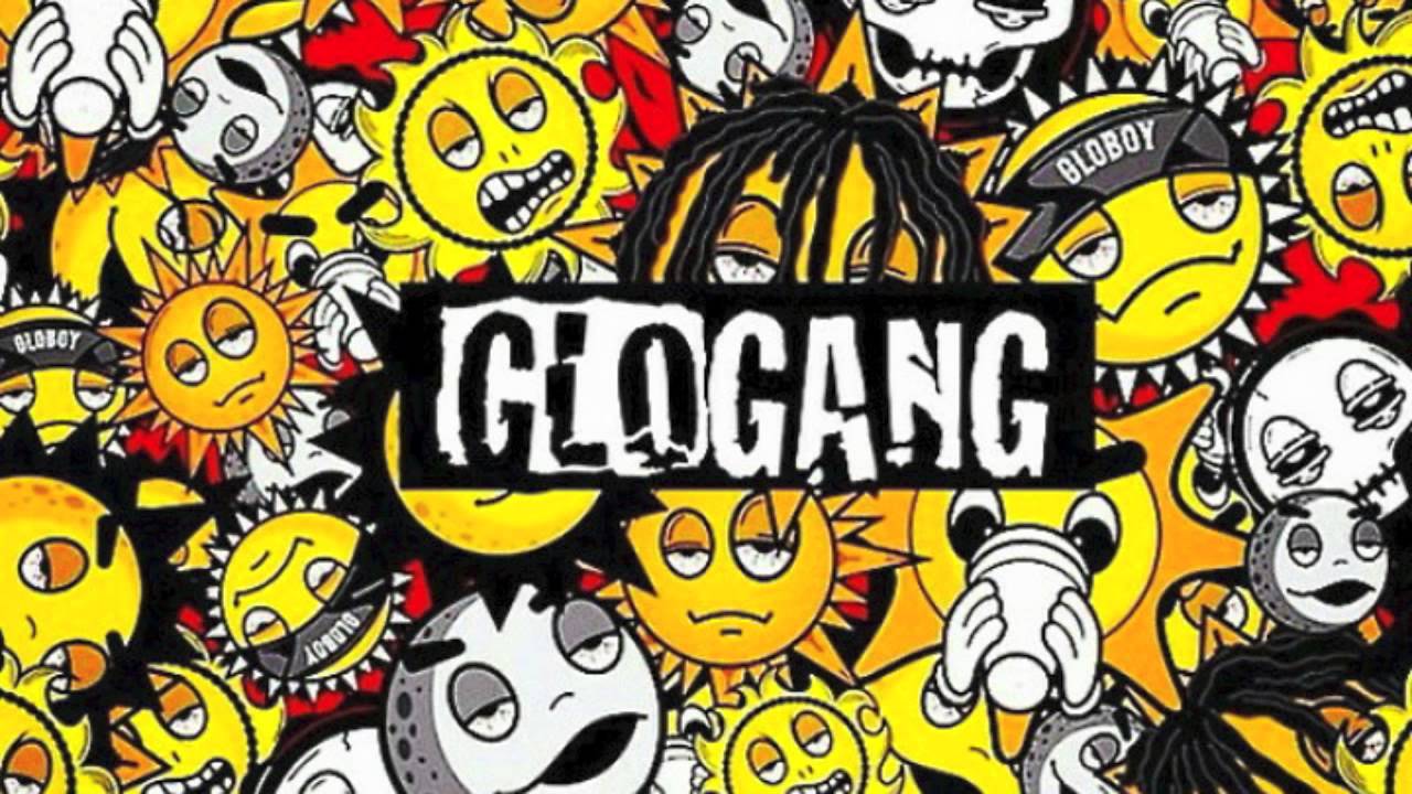 fond d'écran glo gang,dessin animé,dessin animé,jaune,police de caractère,texte