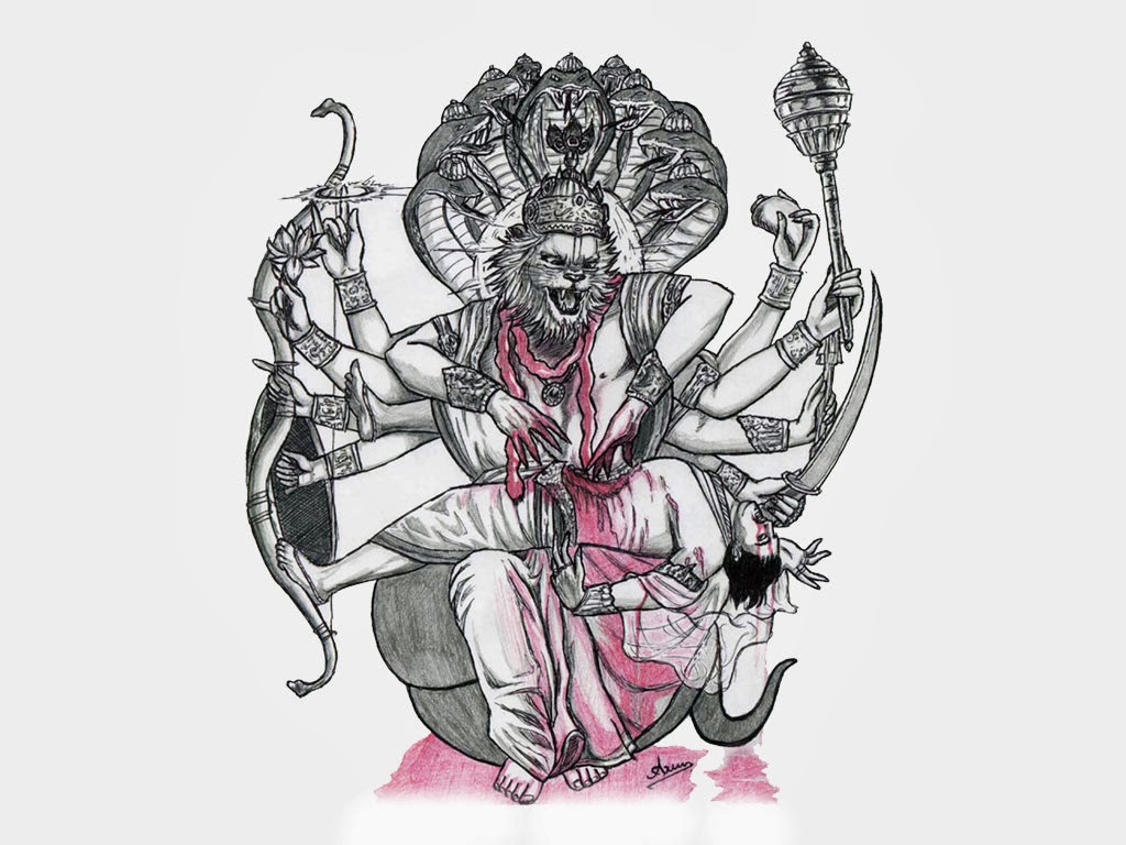 signore narasimha sfondi 3d,illustrazione,disegno,demone,arte,schizzo