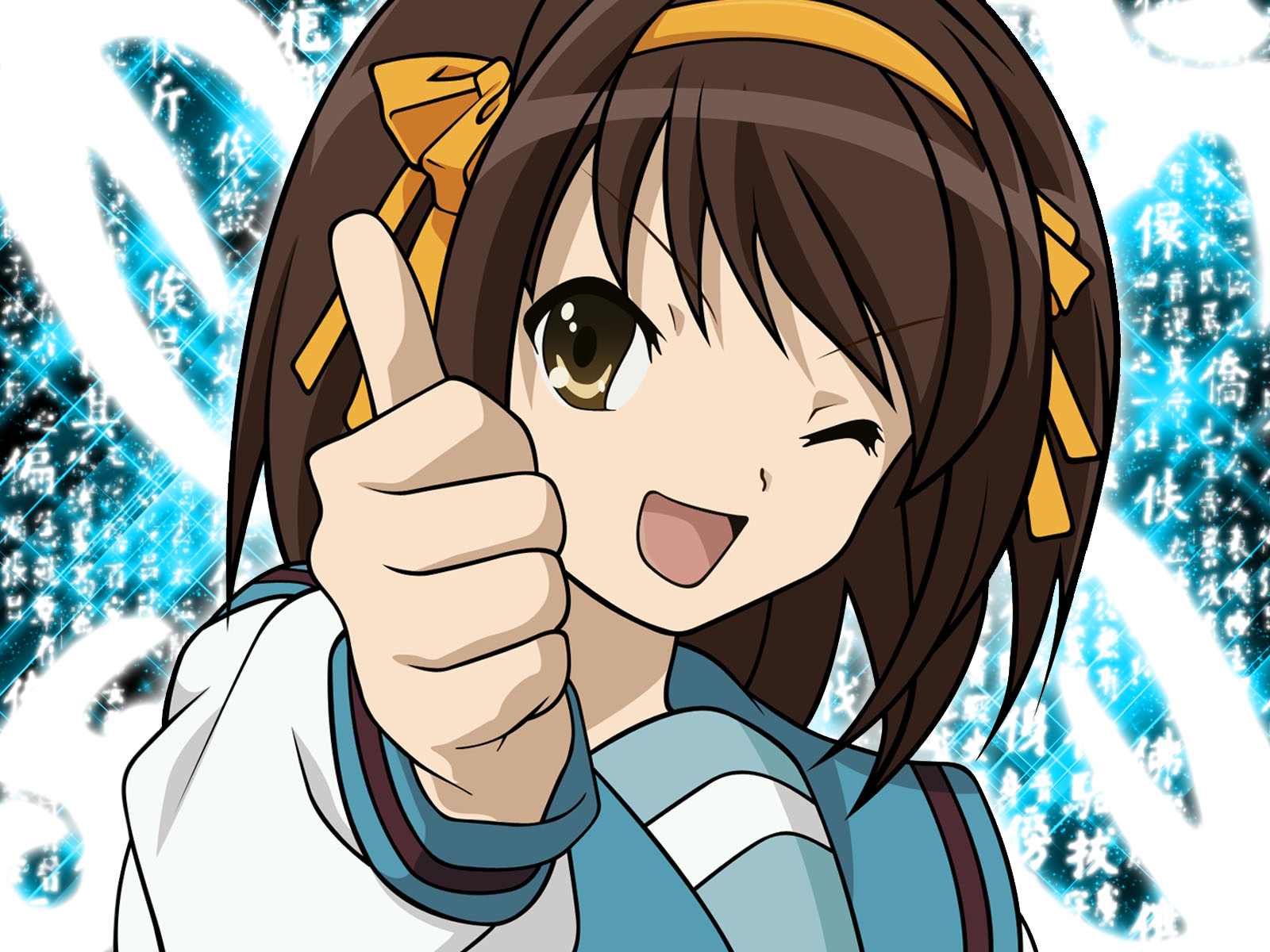 haruhi suzumiya wallpaper,cartoon,anime,animated cartoon,cg artwork,mouth