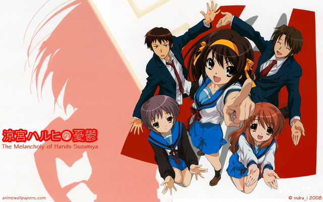 haruhi suzumiya wallpaper,cartoon,anime,animated cartoon,illustration,animation