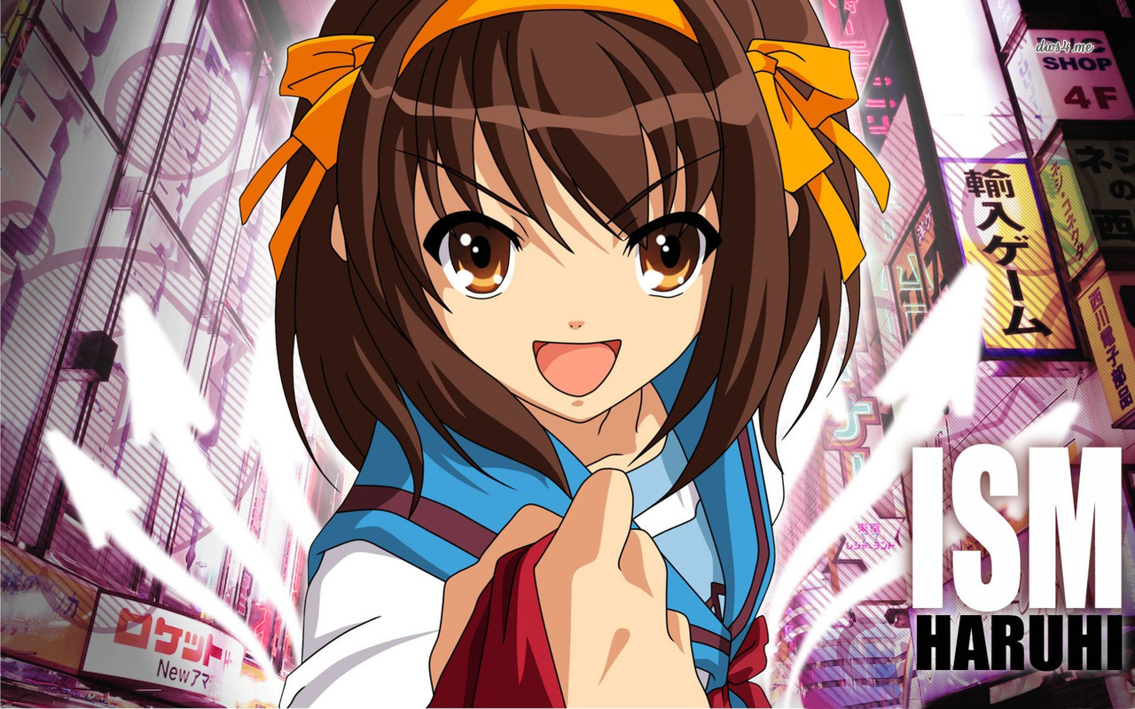 fond d'écran haruhi suzumiya,dessin animé,anime,oeuvre de cg,animation,coupe hime