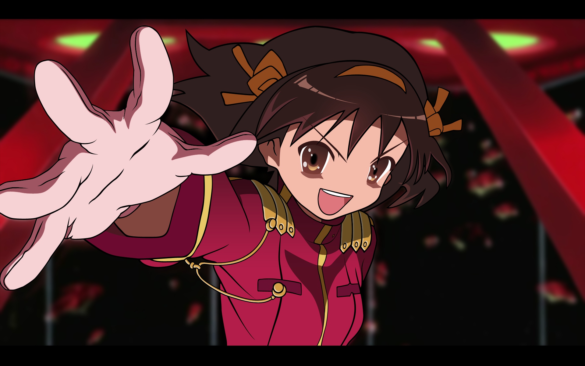 fond d'écran haruhi suzumiya,dessin animé,anime,rouge,oeuvre de cg,bouche