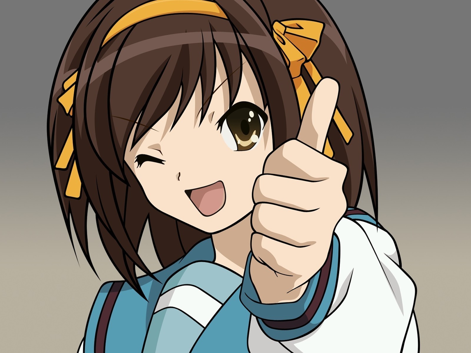 haruhi suzumiya wallpaper,hair,cartoon,facial expression,anime,nose