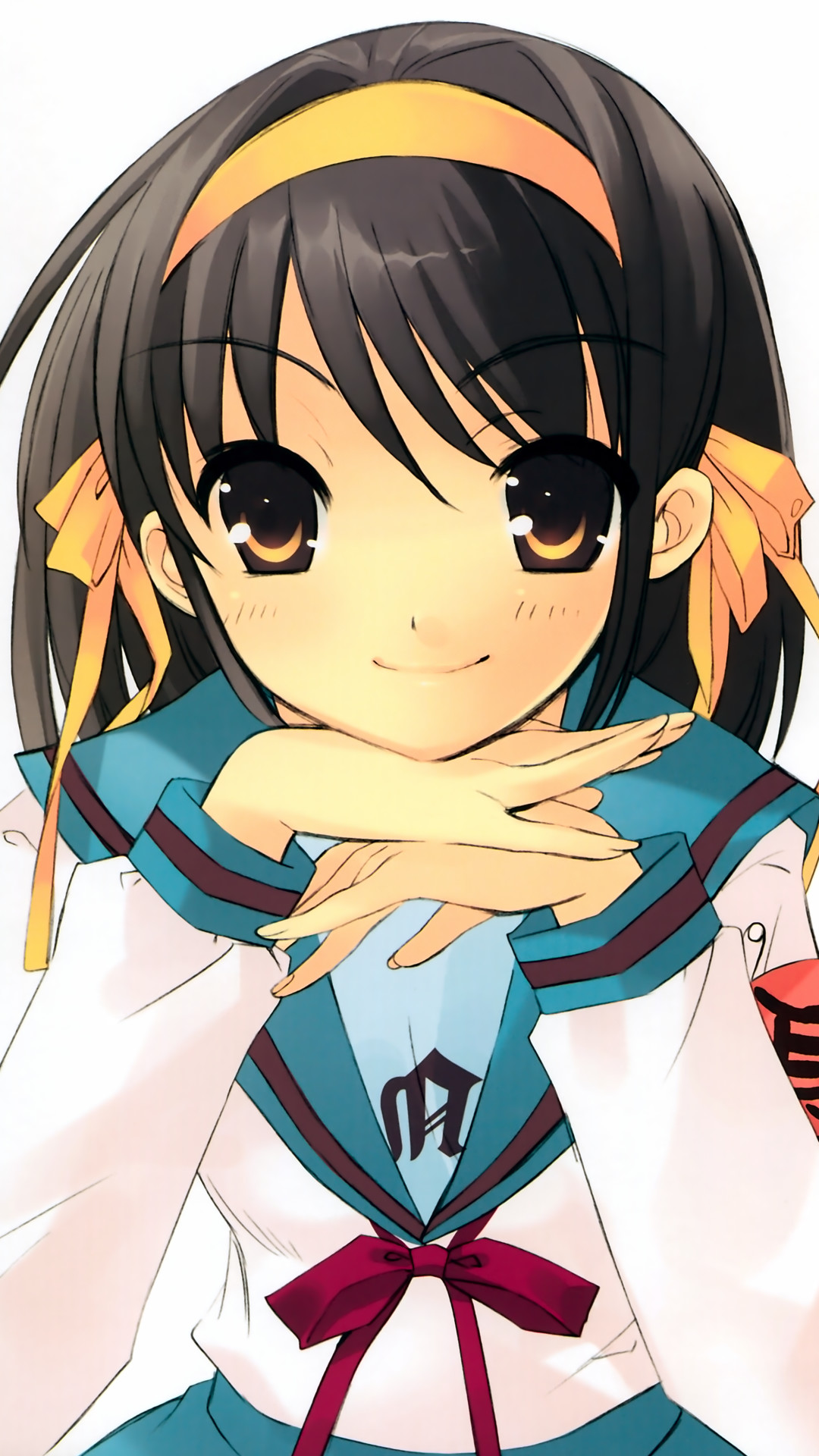 haruhi suzumiya wallpaper,cartoon,anime,illustration,black hair,brown hair