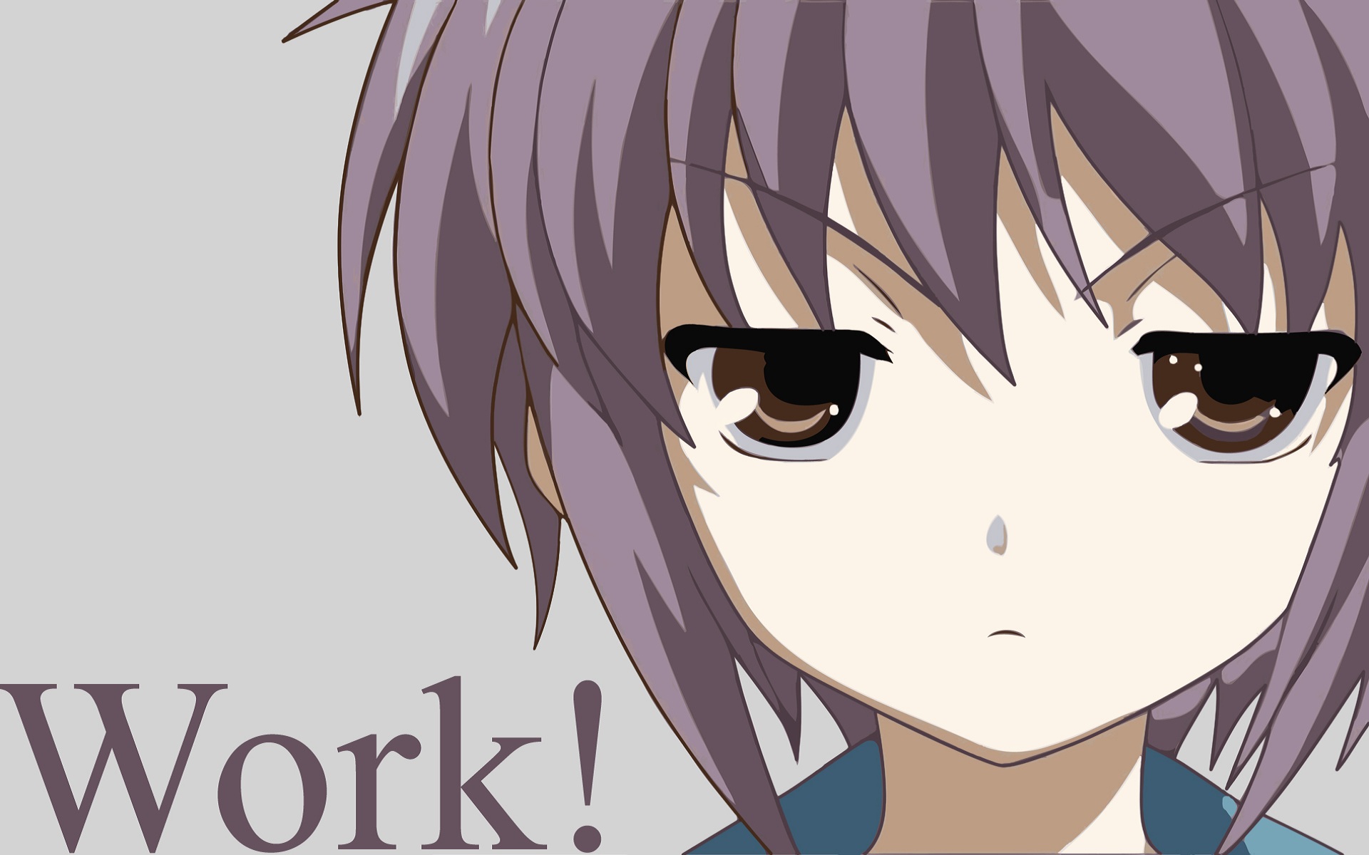 haruhi suzumiya wallpaper,hair,cartoon,face,anime,facial expression