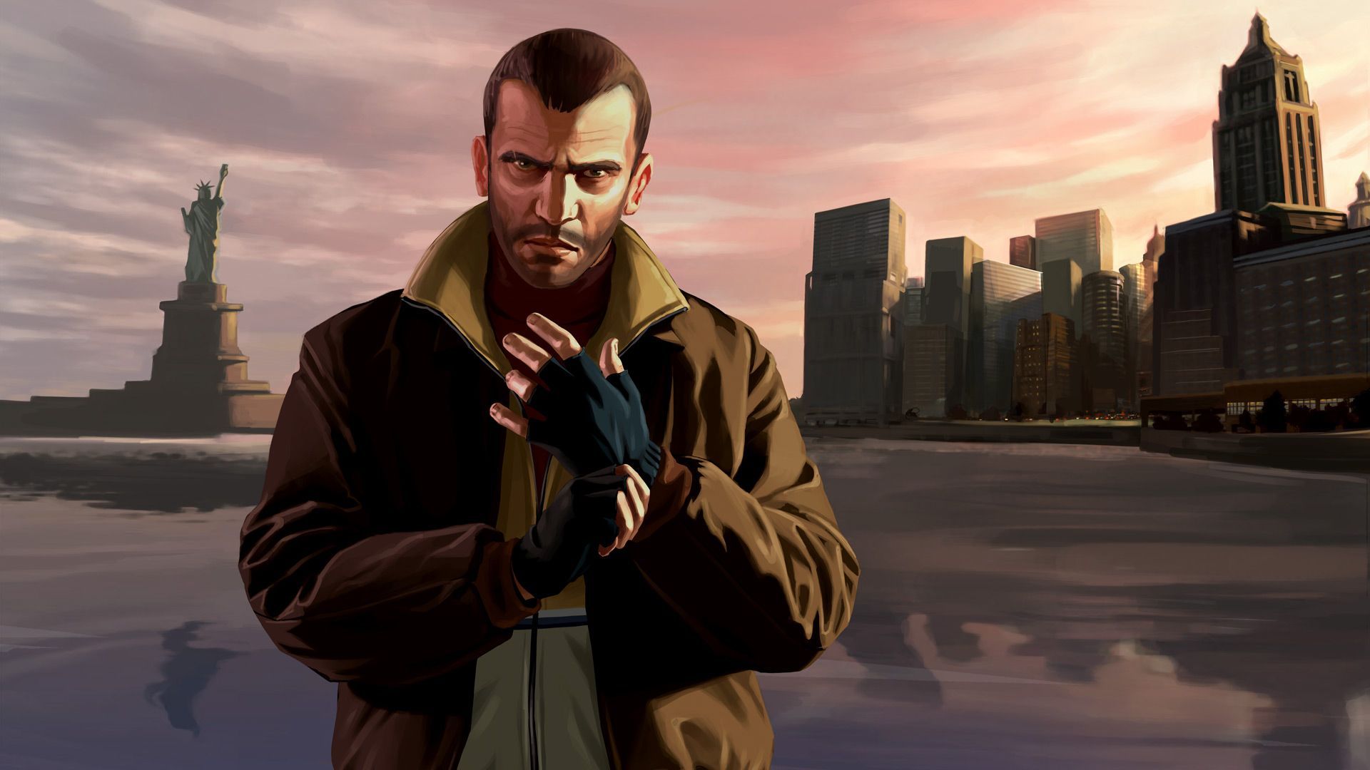 fondo de pantalla de niko bellic,juegos,fotografía,ciudad,composición digital,gesto