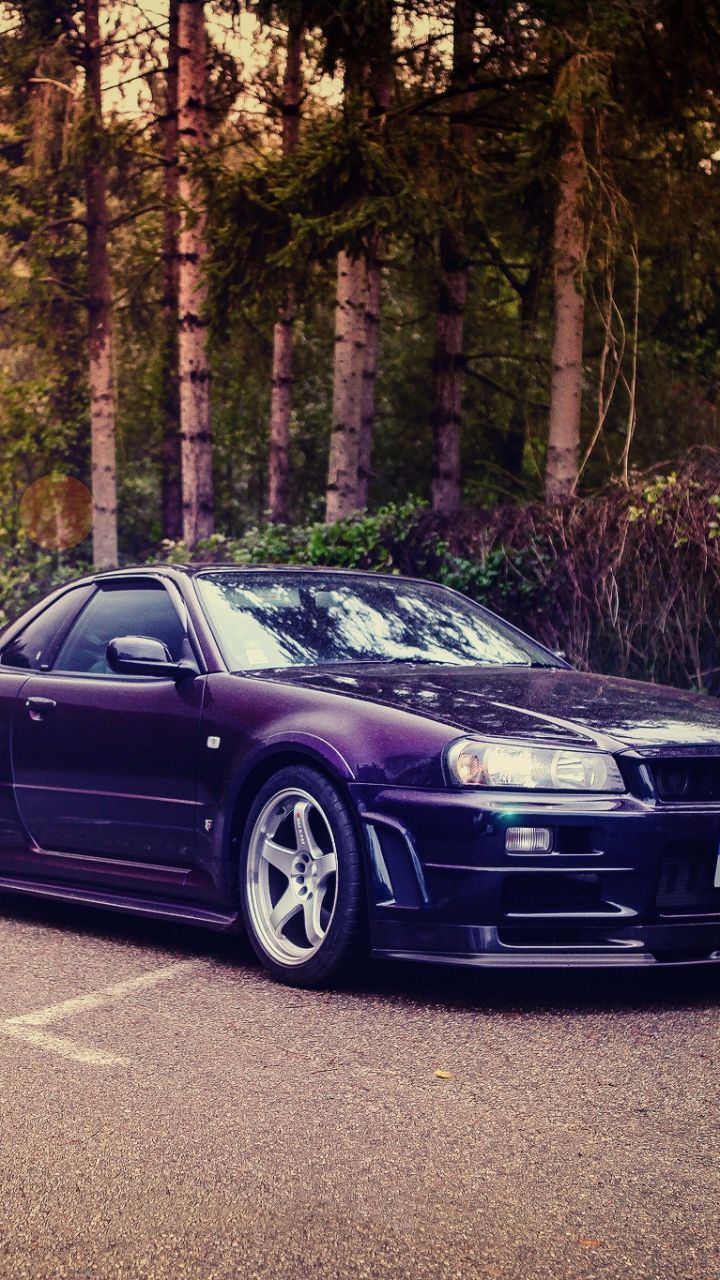 r34 iphone wallpaper,land vehicle,vehicle,car,sports car,nissan