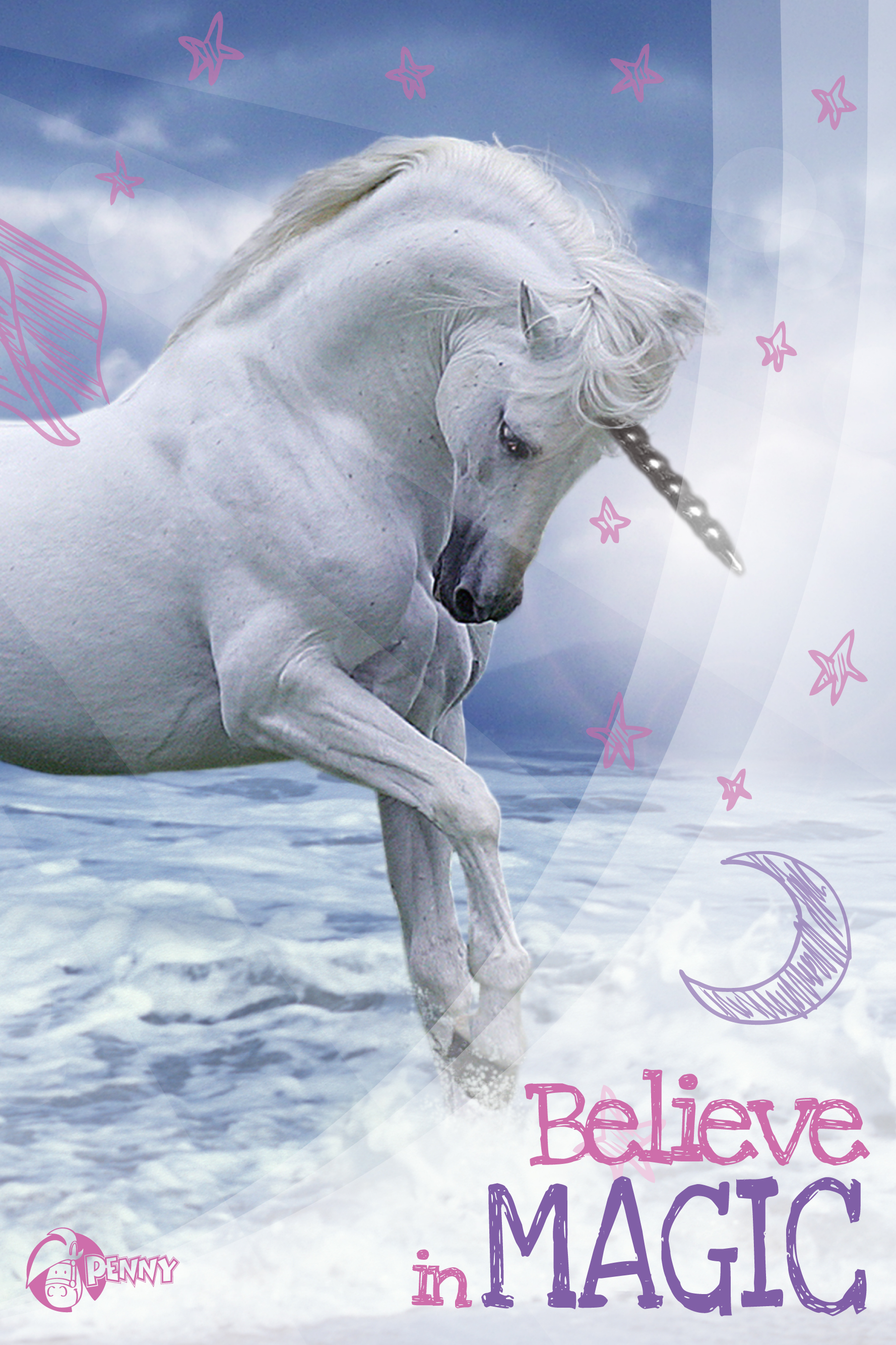 whatsapp magic wallpaper,unicorn,fictional character,mythical creature,sky