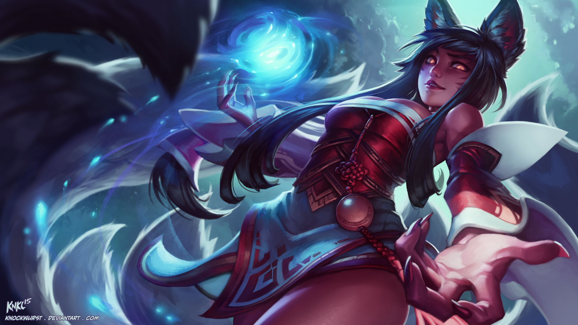 ahri wallpaper hd,cg artwork,anime,personaggio fittizio,capelli neri,illustrazione