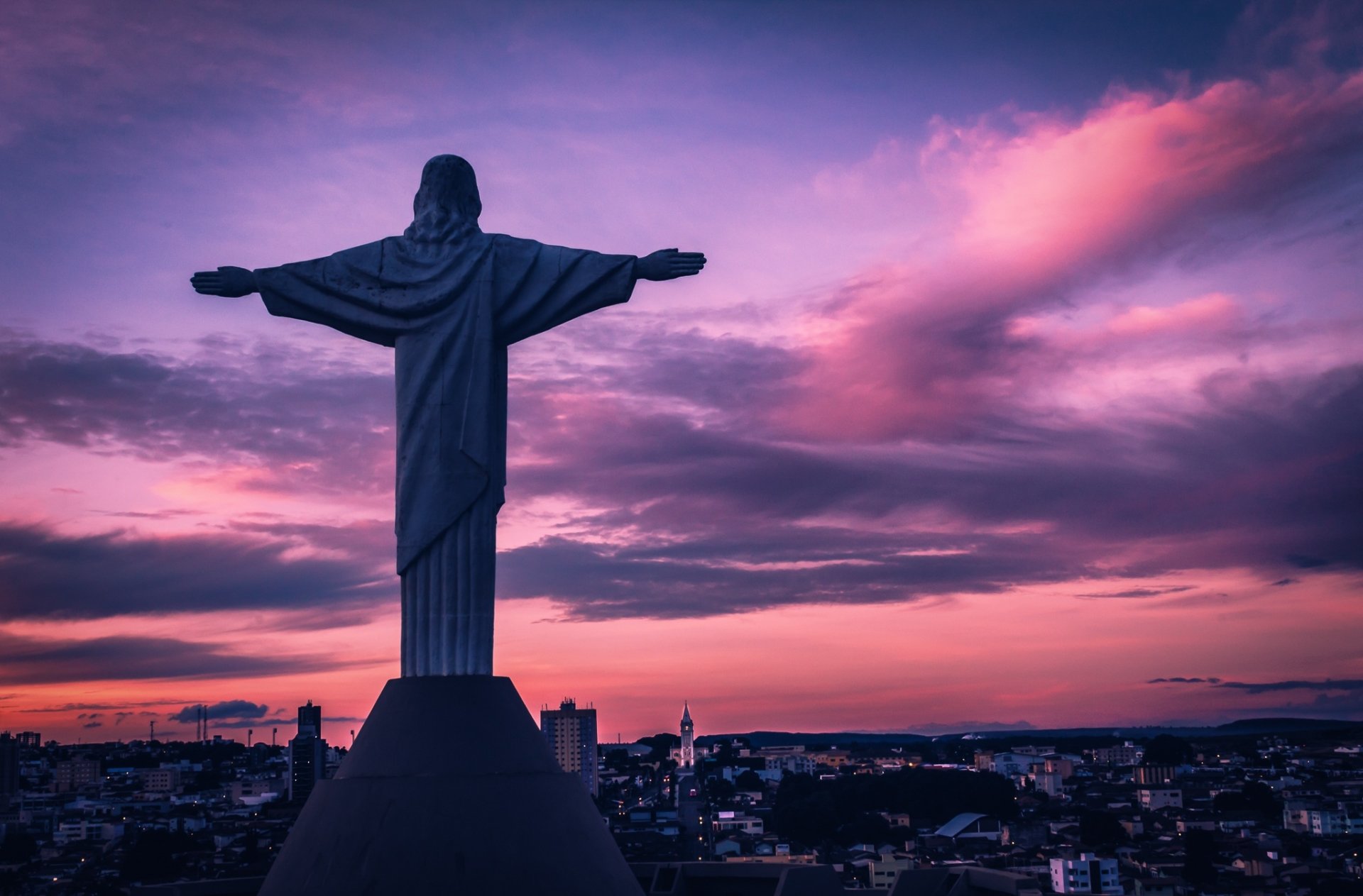 sfondo di cristo redentore,cielo,statua,nube,monumento,meraviglie del mondo