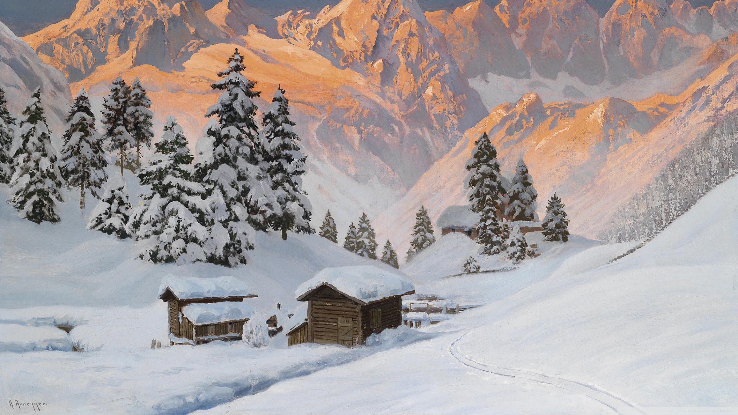 벽지 하이버,눈,겨울,산,동결,나무
