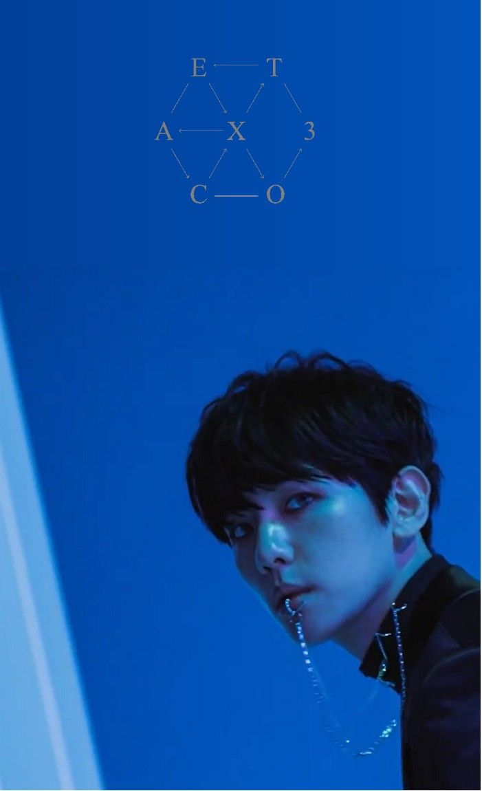 baekhyun iphone wallpaper,blue,cobalt blue,head,azure,electric blue