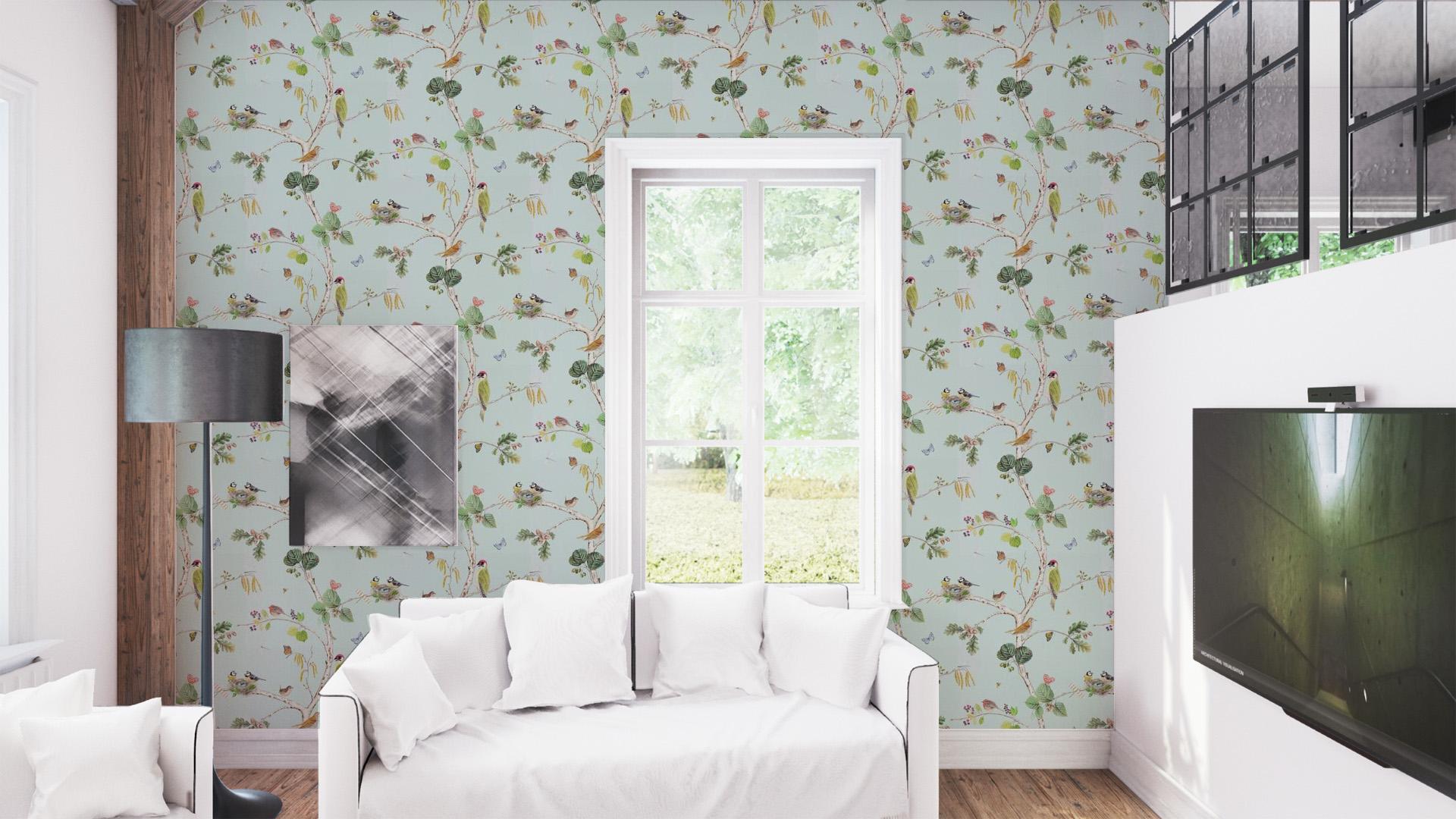 sanderson woodland chorus wallpaper,wallpaper,room,wall,interior design