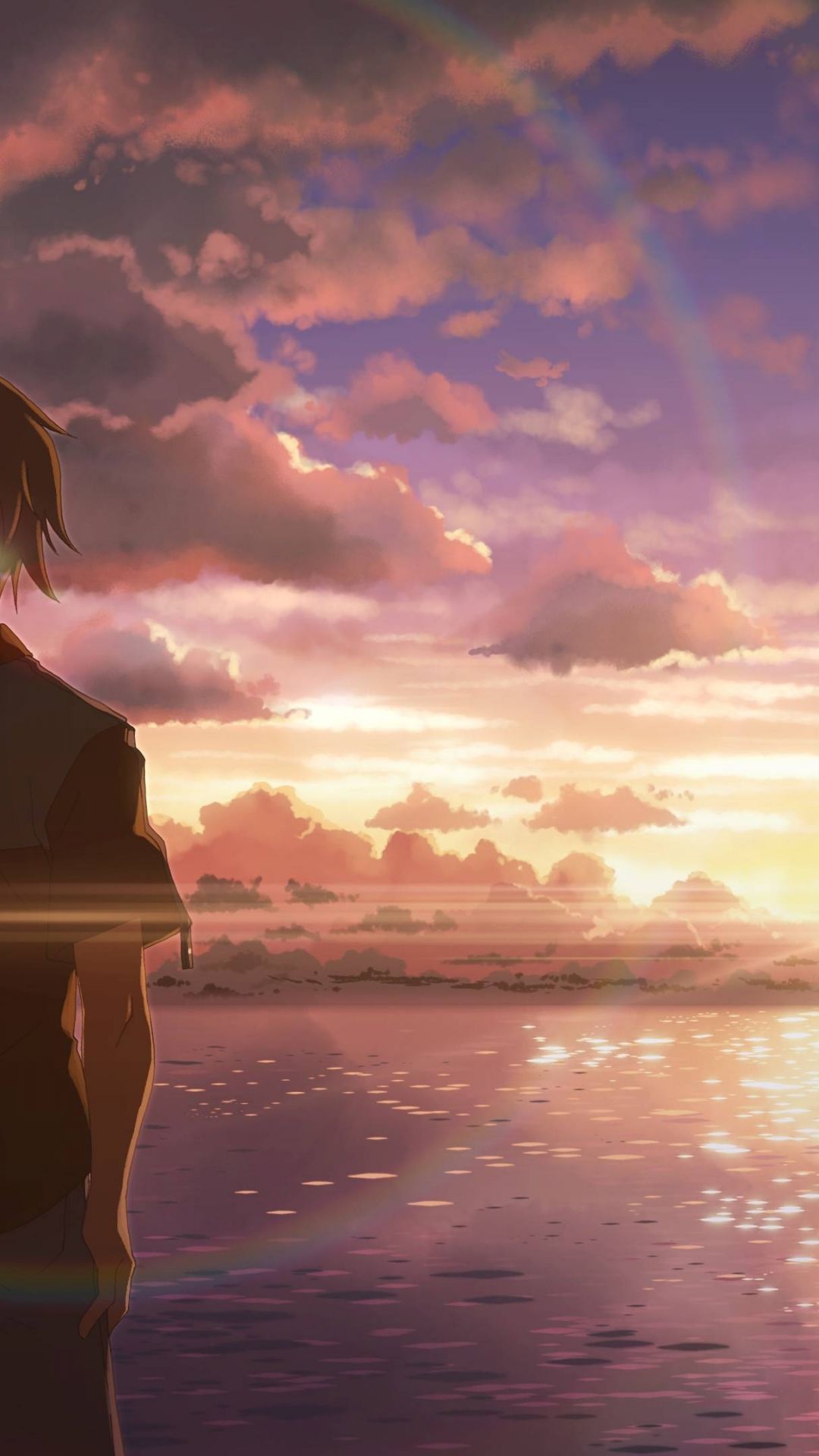 fond d'écran anime iphone,ciel,horizon,nuage,mer,calme