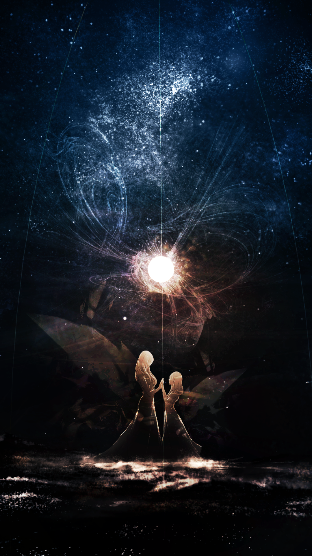 anime sfondi iphone,buio,spazio,cg artwork,illustrazione,mitologia