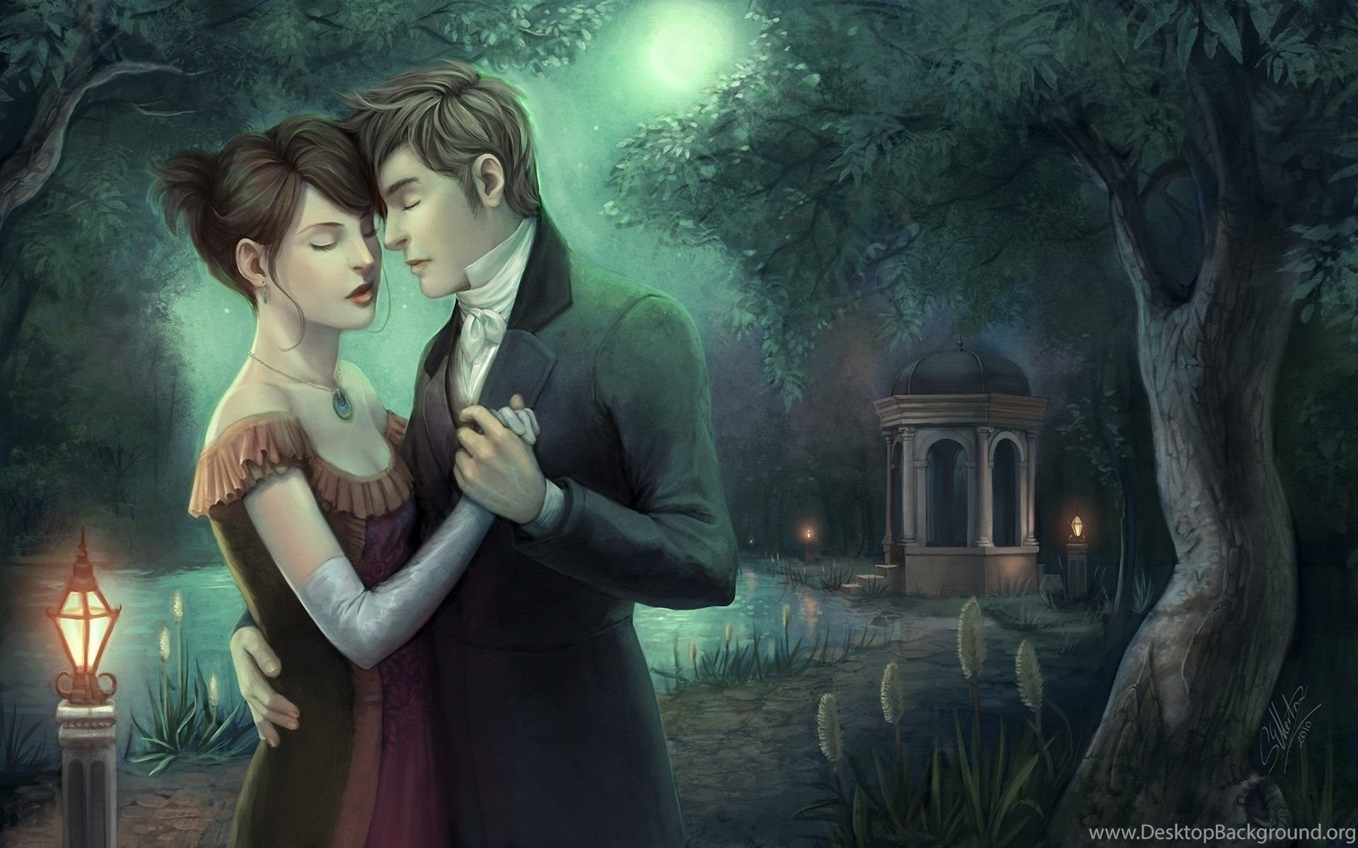 love couple wallpaper,romance,cg artwork,illustration,tree,photography