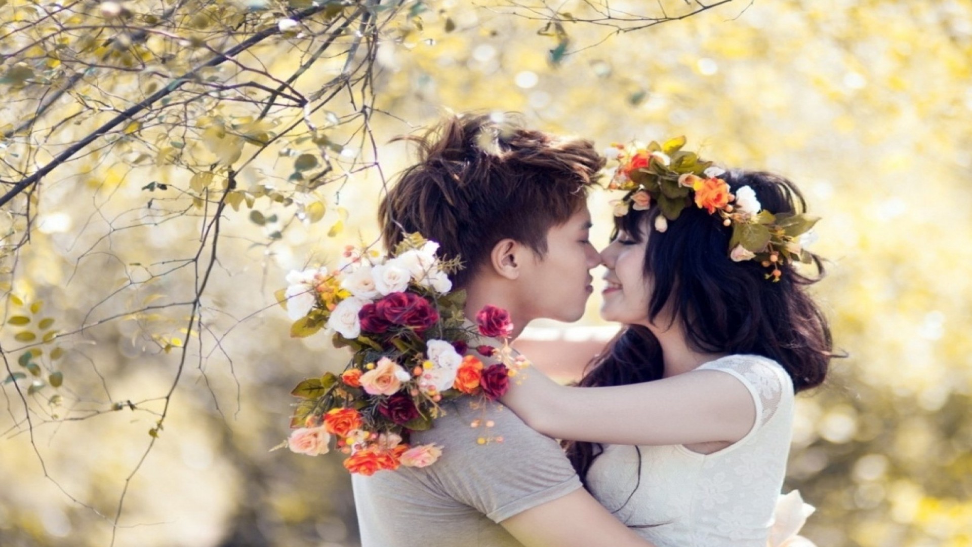 love couple wallpaper,photograph,flower arranging,floral design,flower,beauty