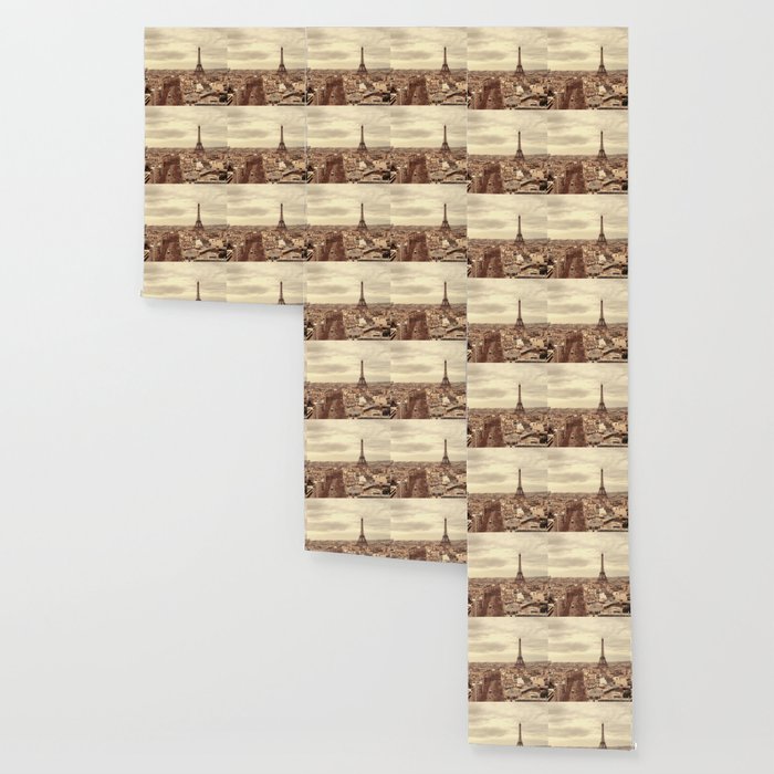 eiffel tower wallpaper,wall,brown,beige,tile,rectangle