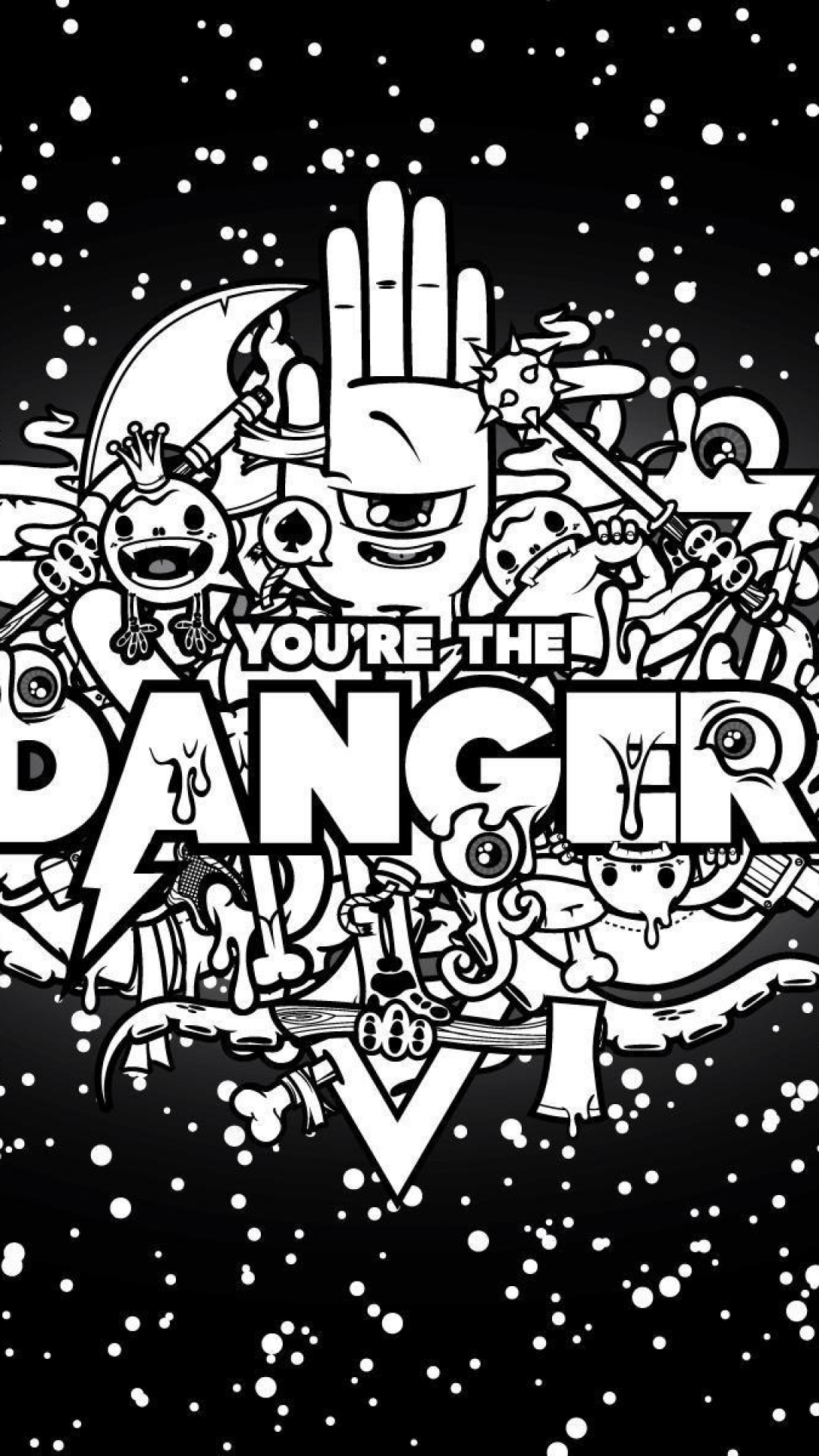 danger wallpaper,black and white,text,illustration,graphic design,font