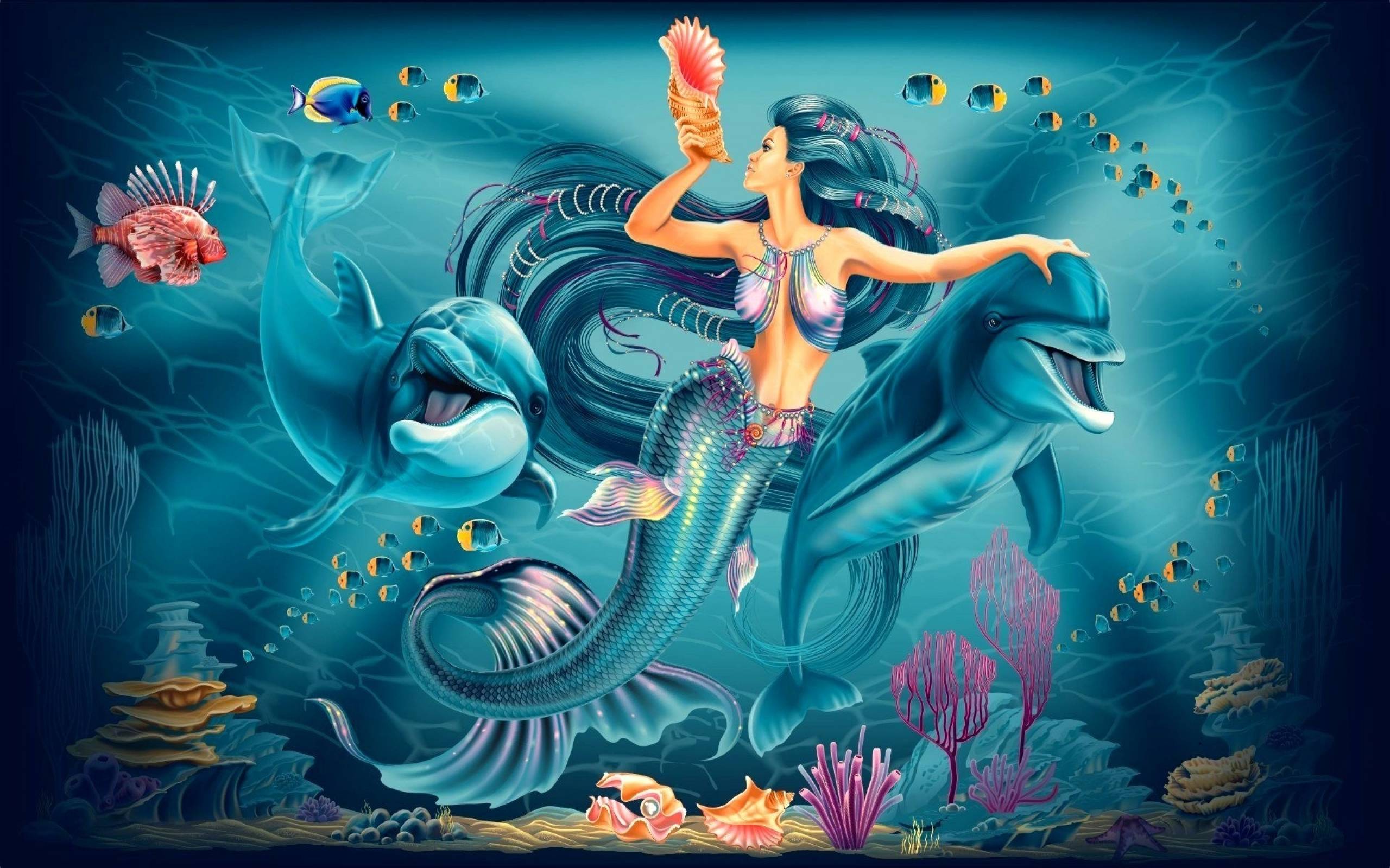 mermaid wallpaper,cg artwork,organism,art,illustration,fictional character