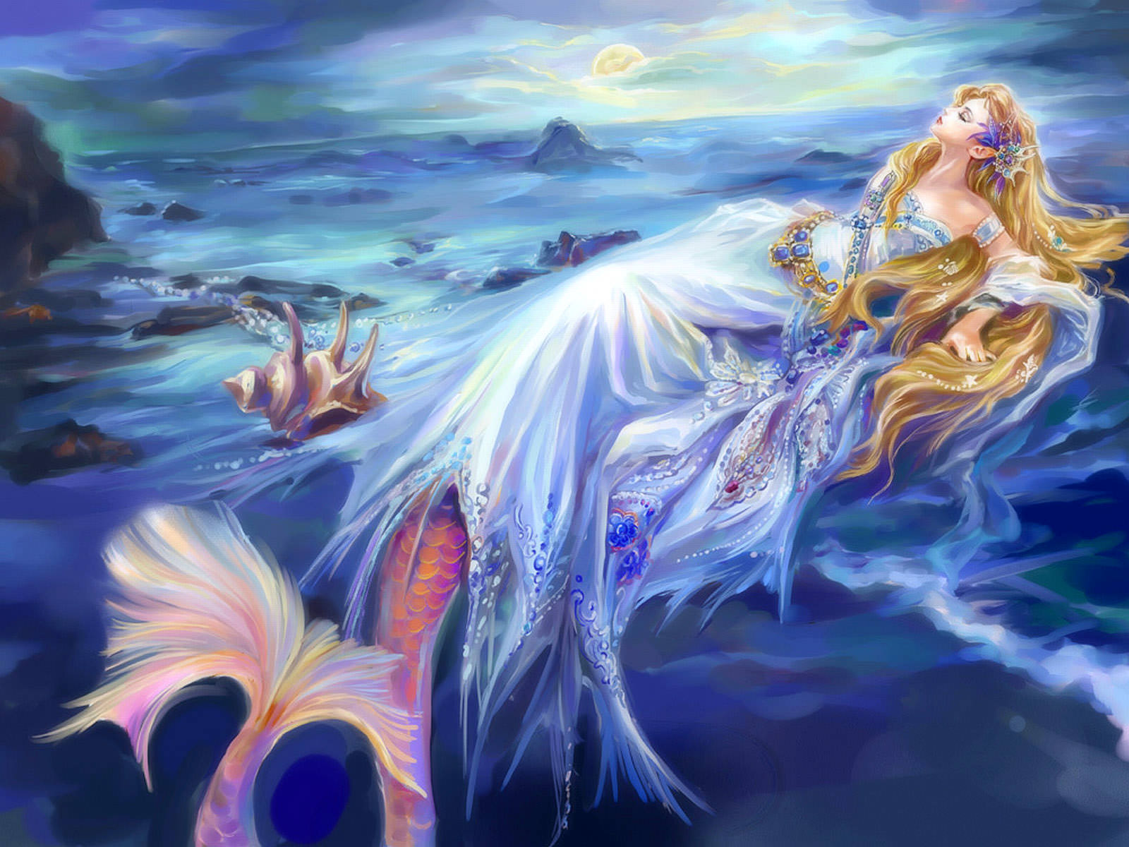 carta da parati sirena,cg artwork,mitologia,personaggio fittizio,creatura mitica,pittura