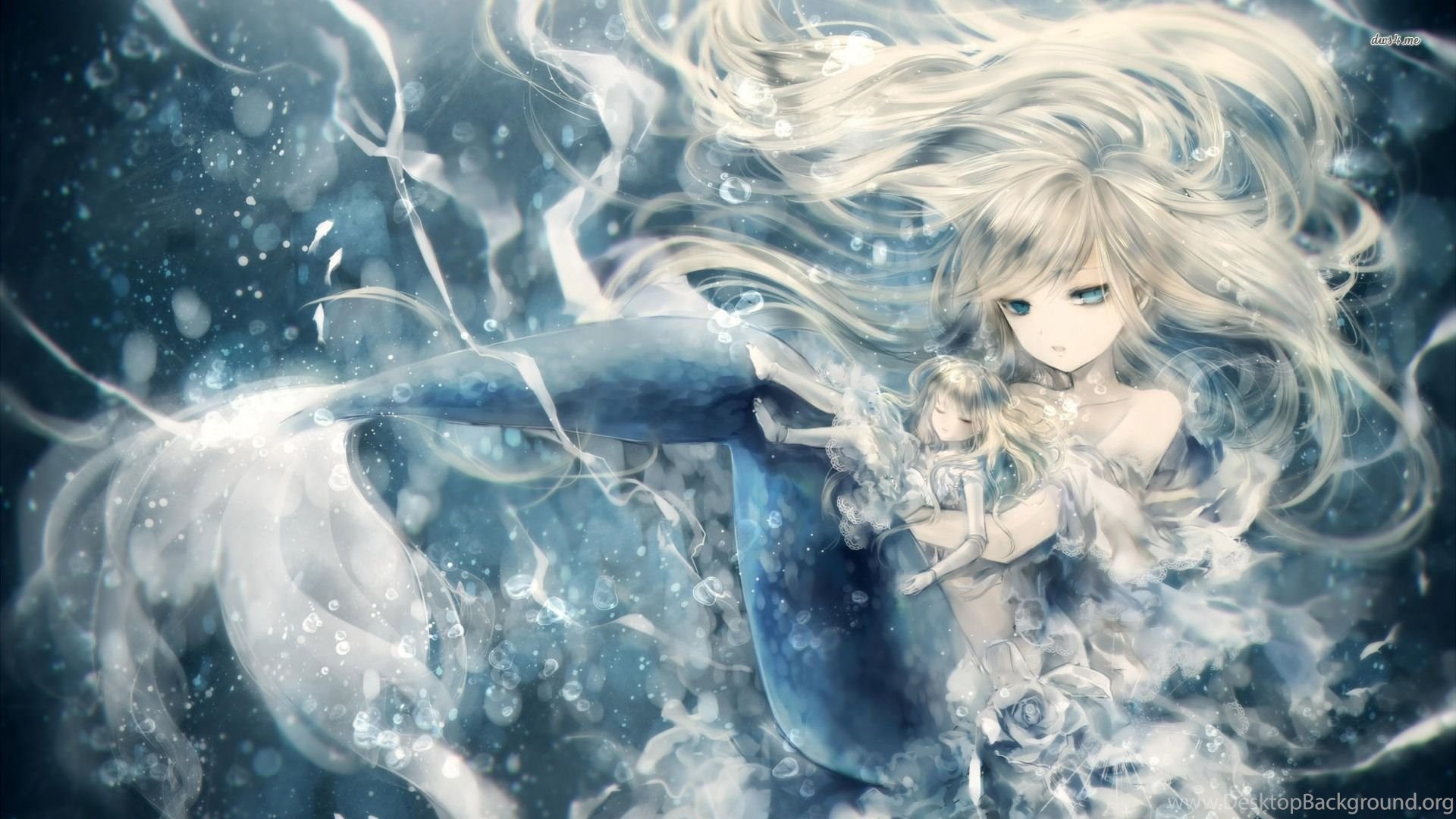 fondo de pantalla de sirena,cg artwork,agua,cielo,anime,personaje de ficción