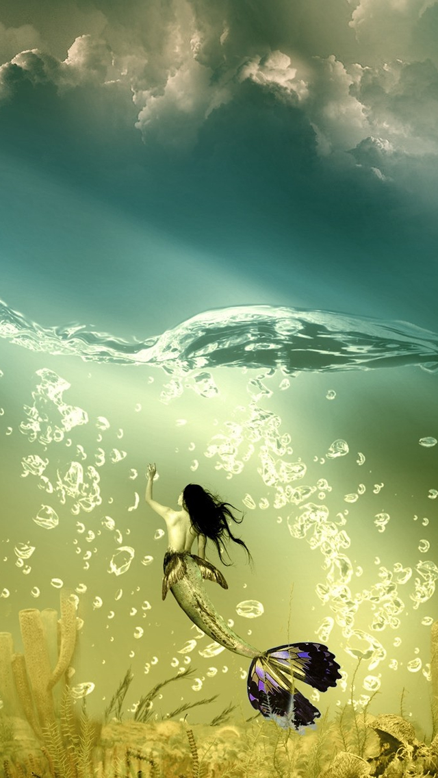 fondo de pantalla de sirena,naturaleza,agua,cielo,ilustración,diseño