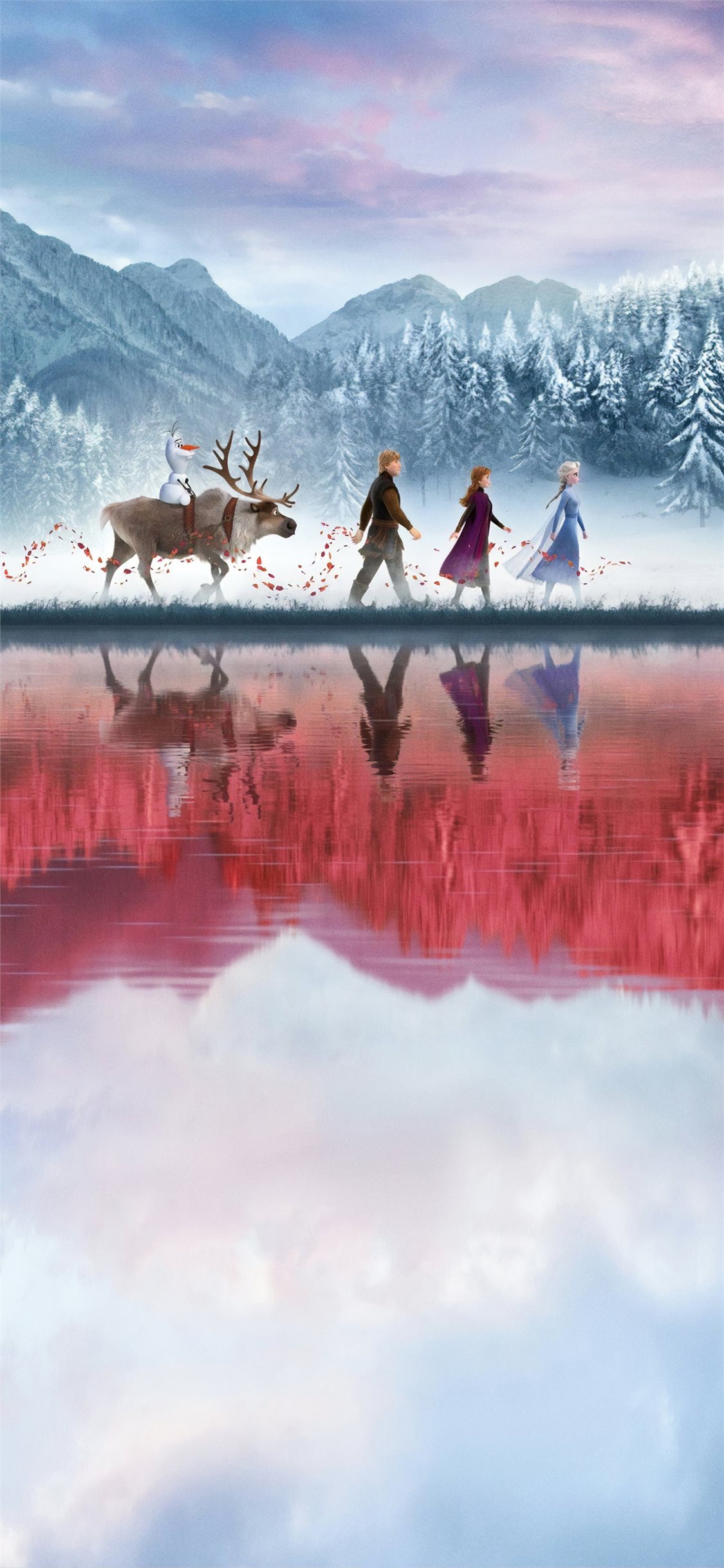 frozen wallpaper,winter,snow,deer,sky,painting