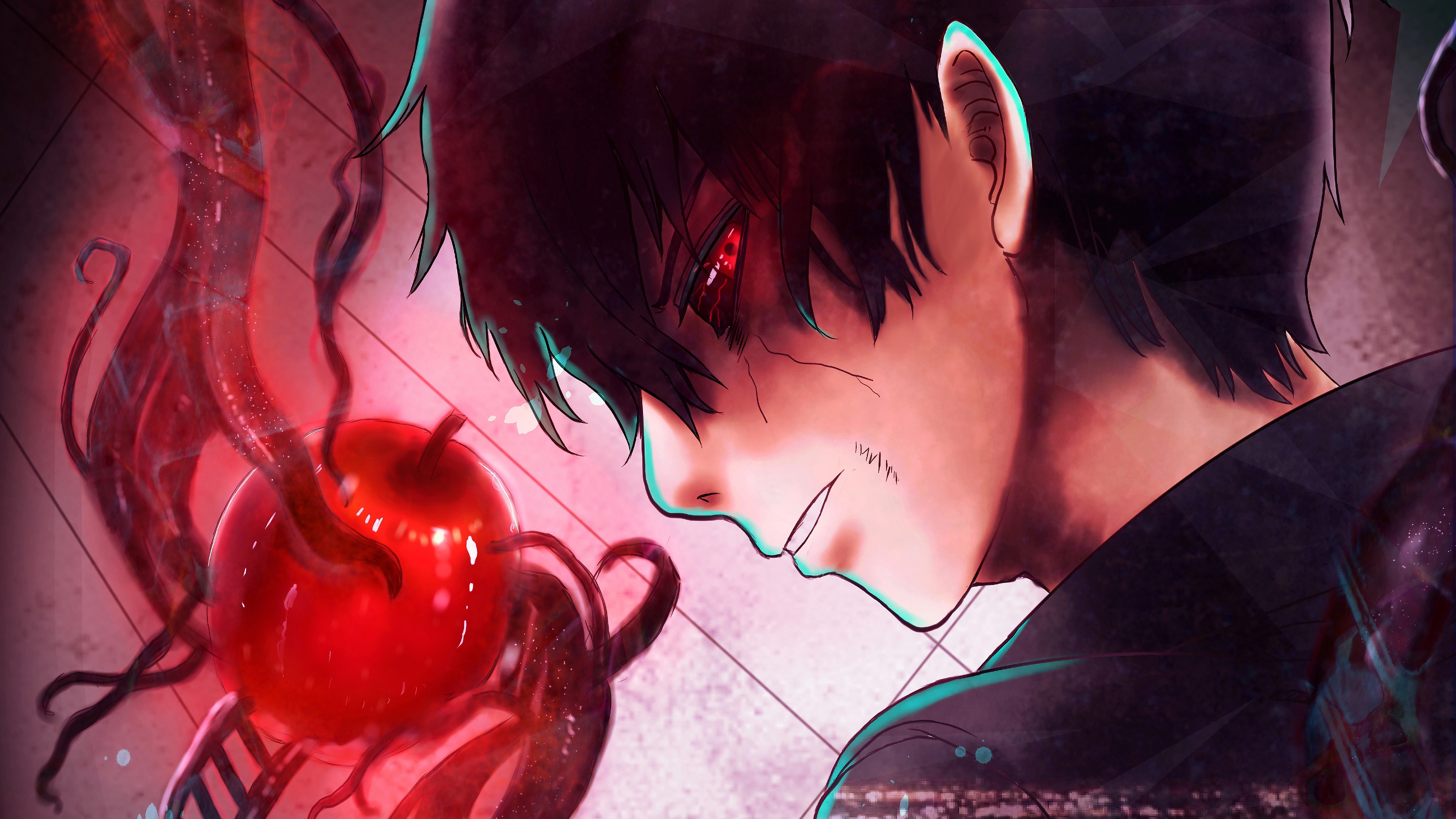 carta da parati kaneki,rosso,anime,freddo,cg artwork,bocca