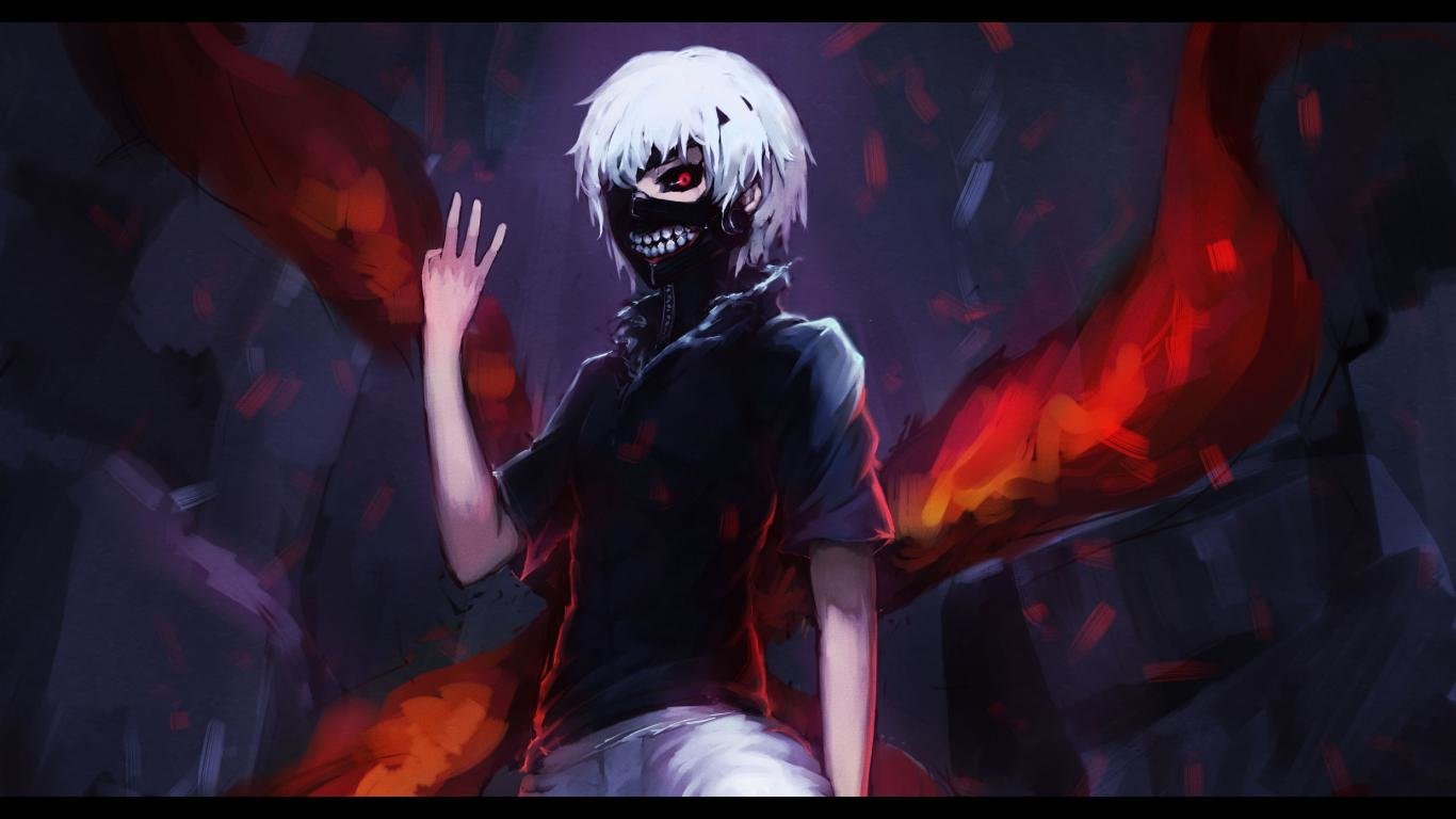 fond d'écran kaneki,ténèbres,démon,oeuvre de cg,anime,capture d'écran