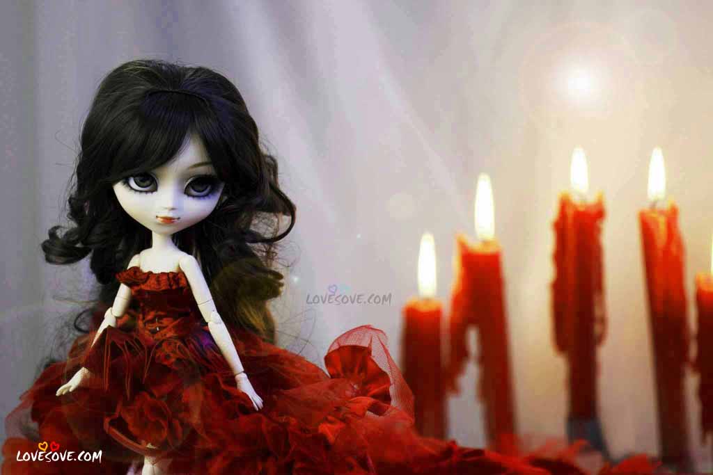 doll wallpaper,doll,lighting,candle,black hair,wig