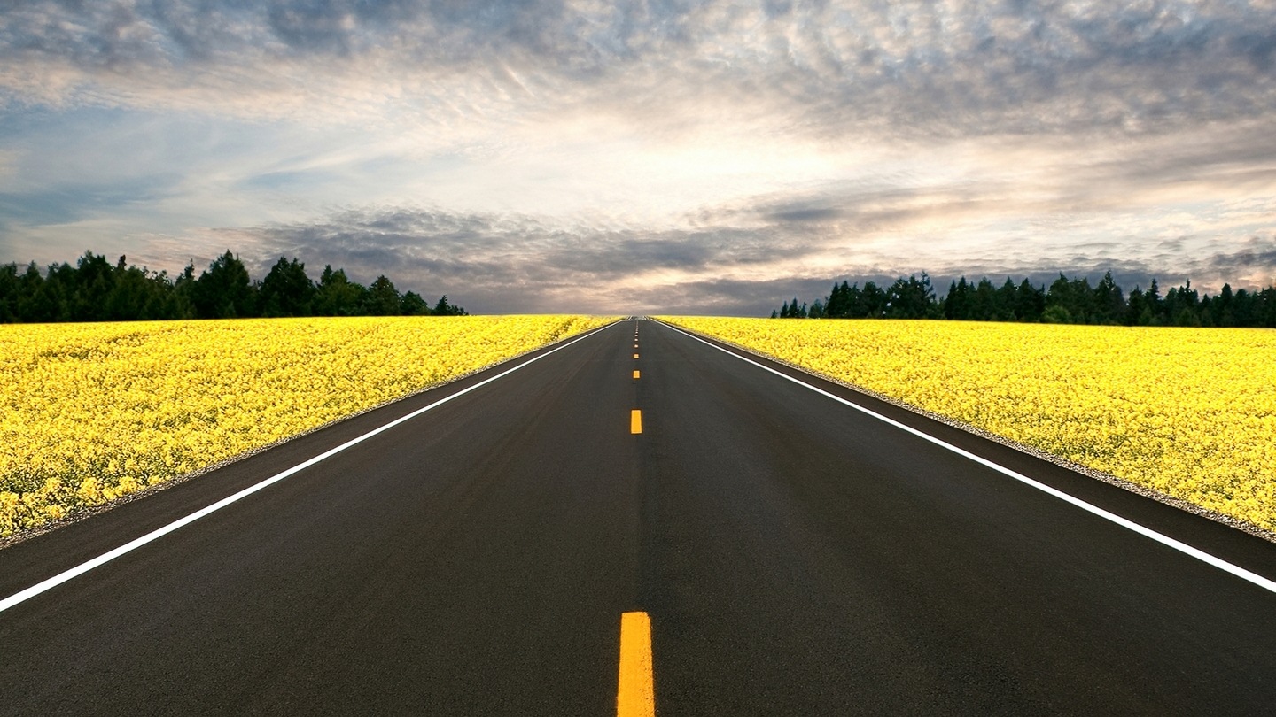 road wallpaper,road,sky,asphalt,yellow,field