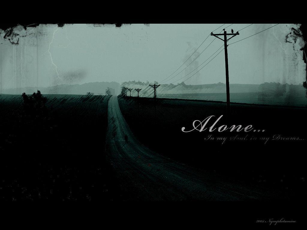 alone wallpaper,black,sky,darkness,text,atmospheric phenomenon