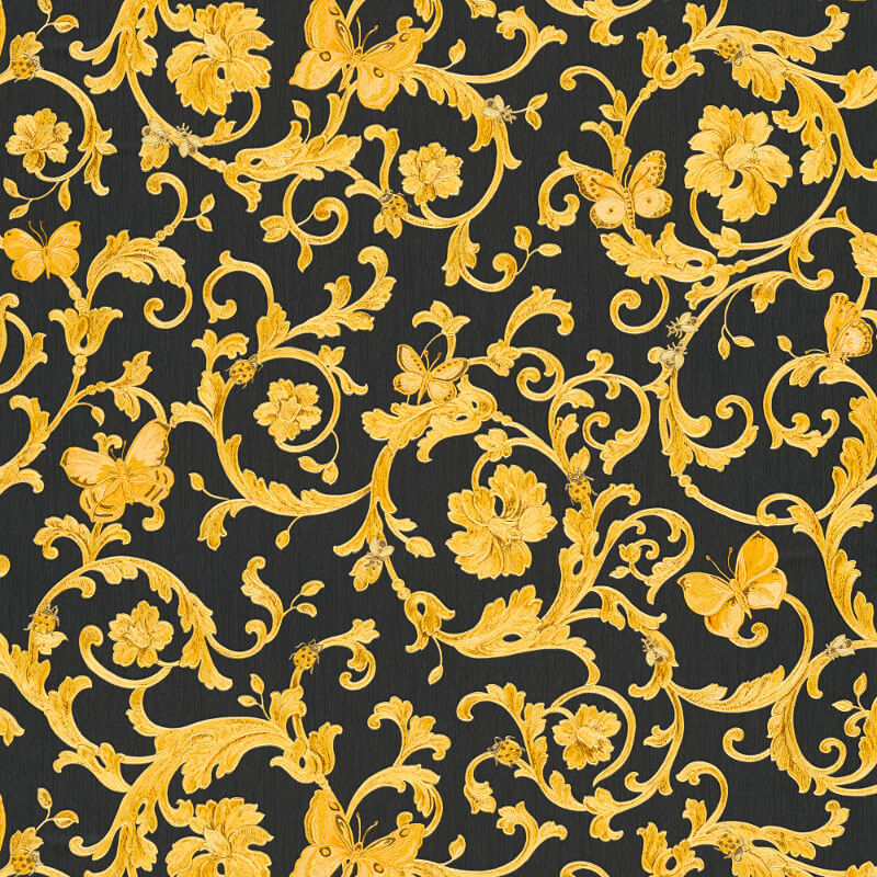 black and gold wallpaper,pattern,yellow,visual arts,design,motif