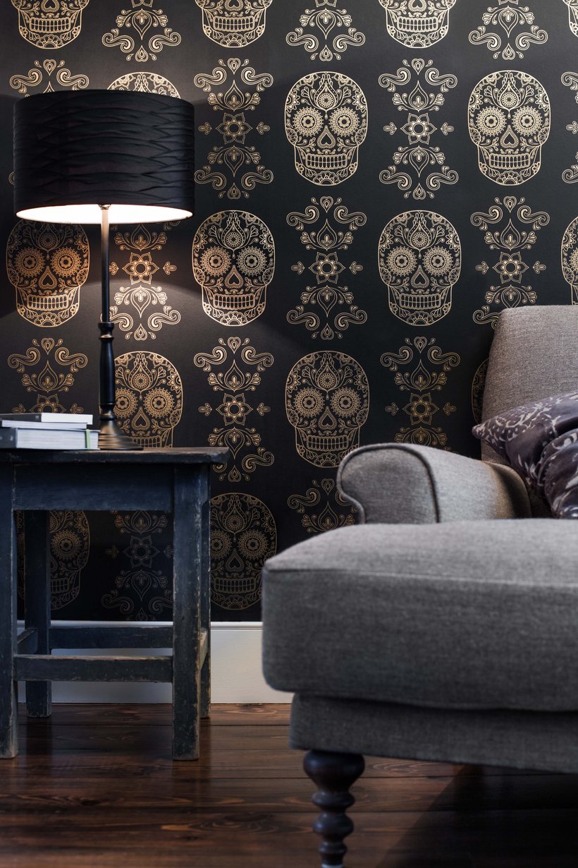 black and gold wallpaper,living room,wall,furniture,room,wallpaper