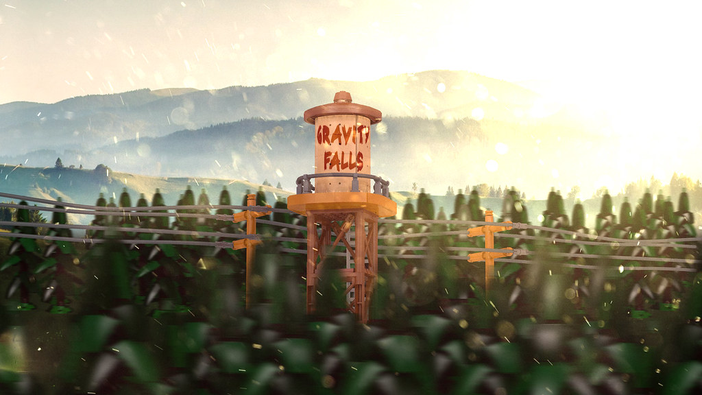 gravity falls wallpaper,morning,sky,landscape,font,sunlight